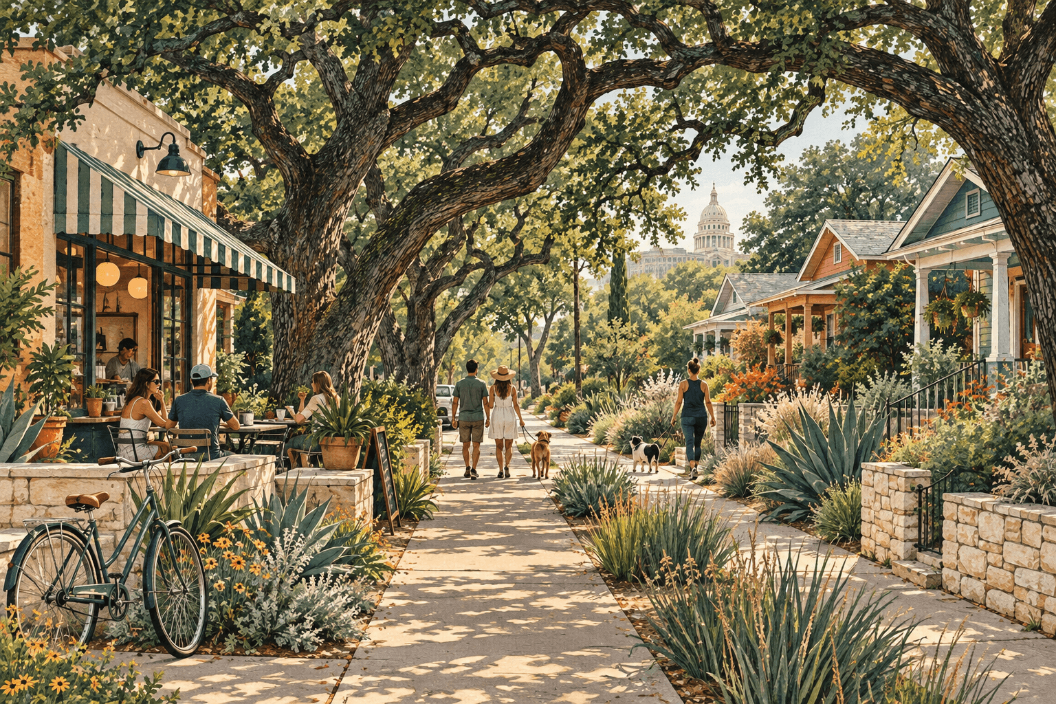 Conceptual Austin-inspired editorial illustration
