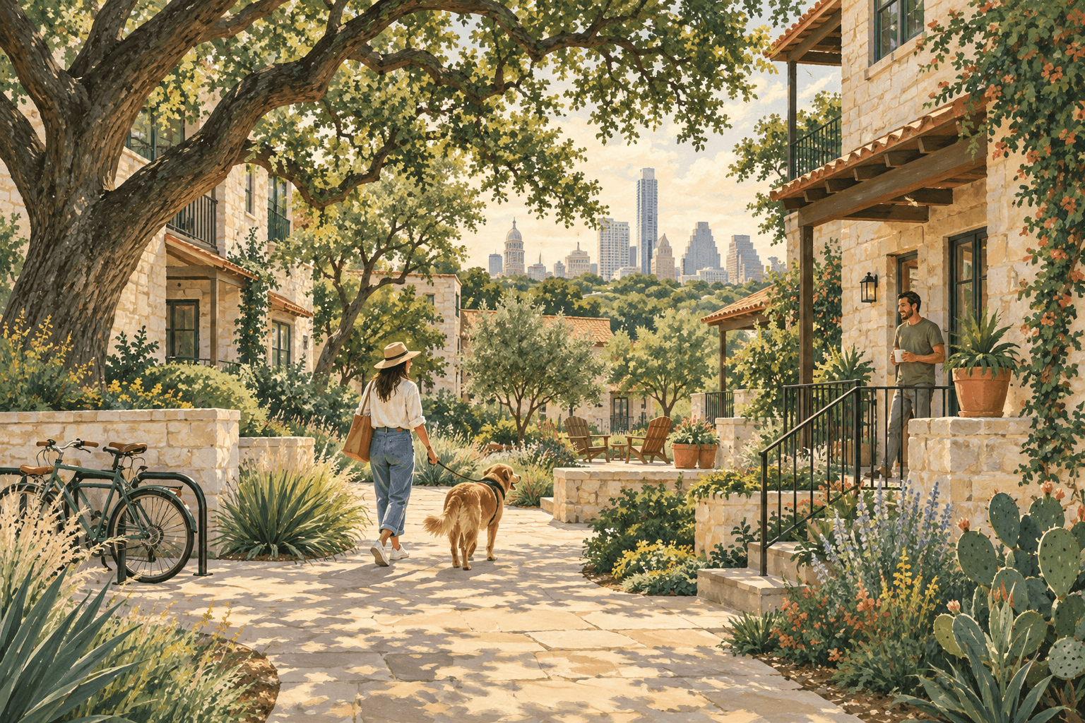 Austin-inspired neighborhood illustration