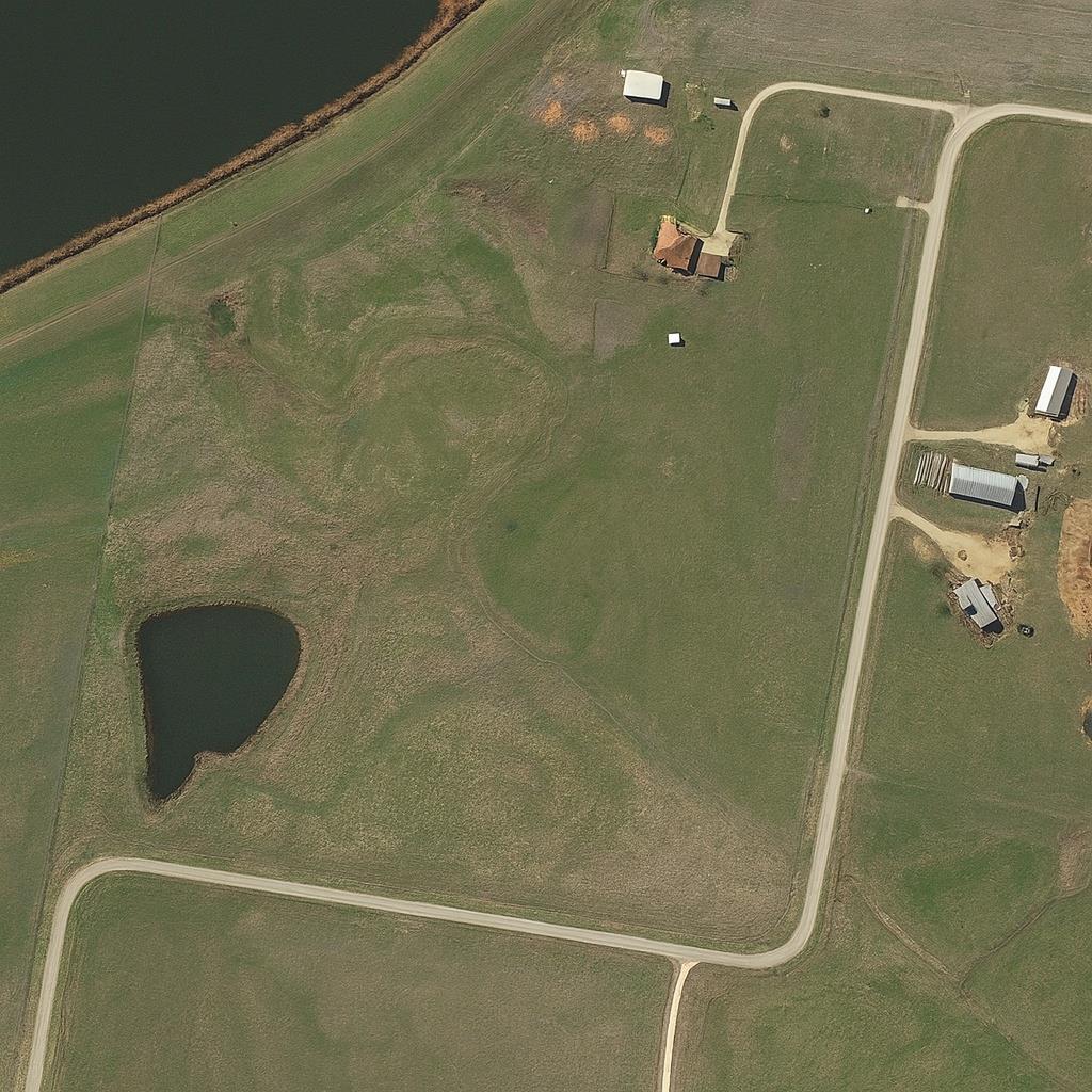 An aerial perspective reveals the expansive land 
