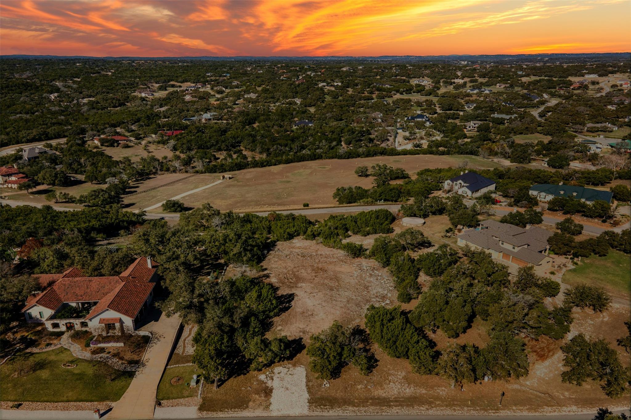 Aerial view at dusk