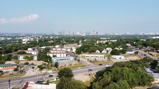 Drone / aerial view of city skyline