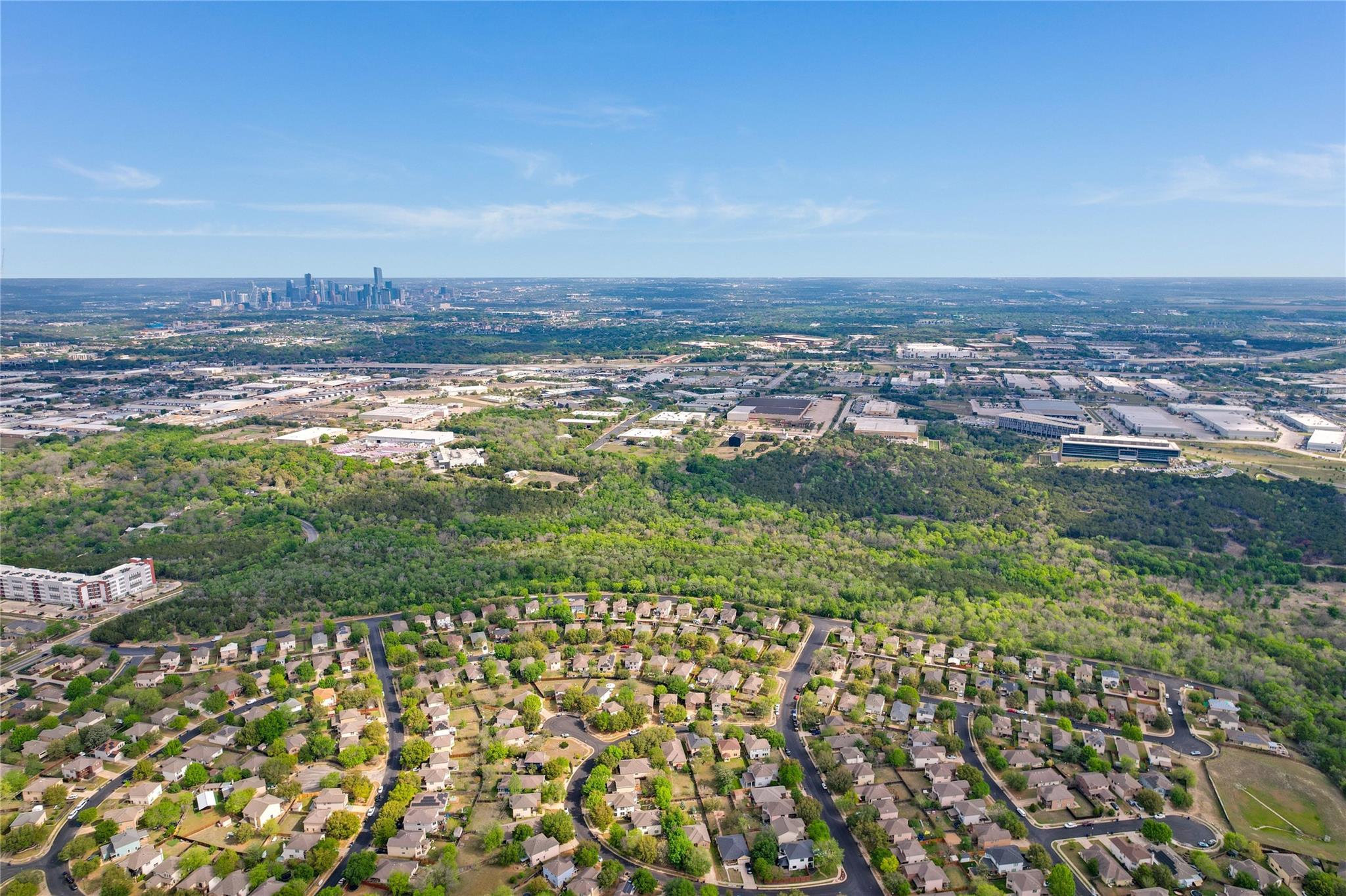 Aerial perspective of suburban area