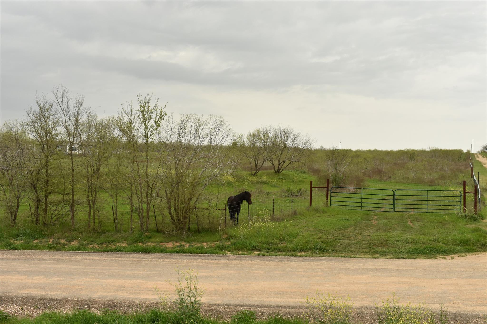 View of street featuring a rural view and a gate