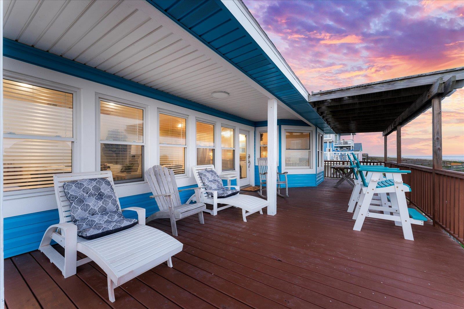View of deck at dusk