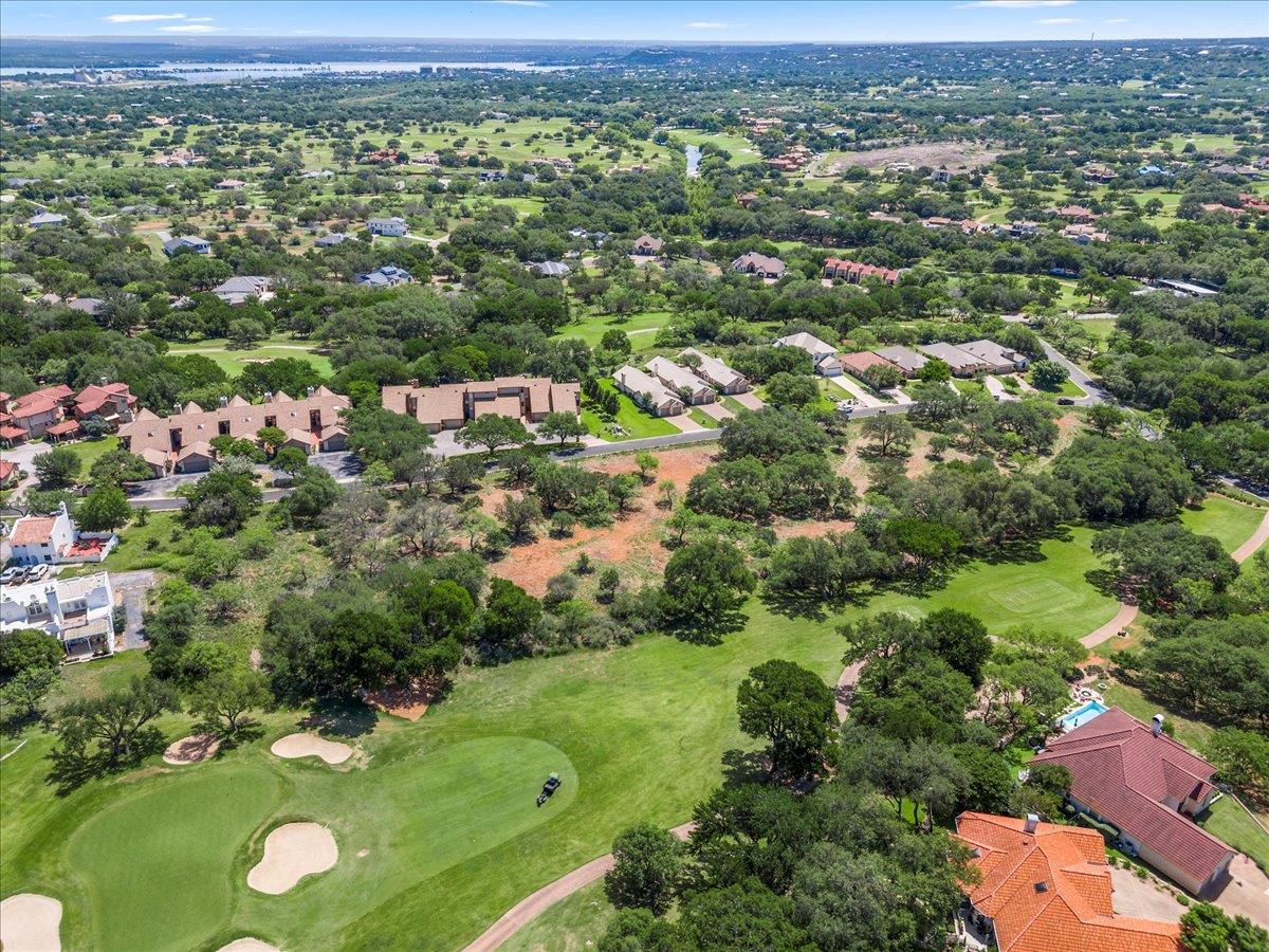 Aerial perspective of suburban area with a local 