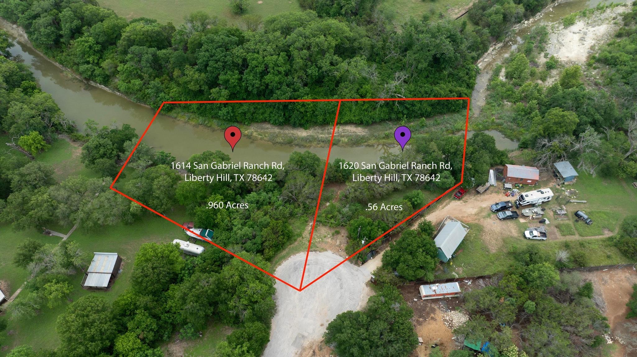 Aerial view of property's location with property 