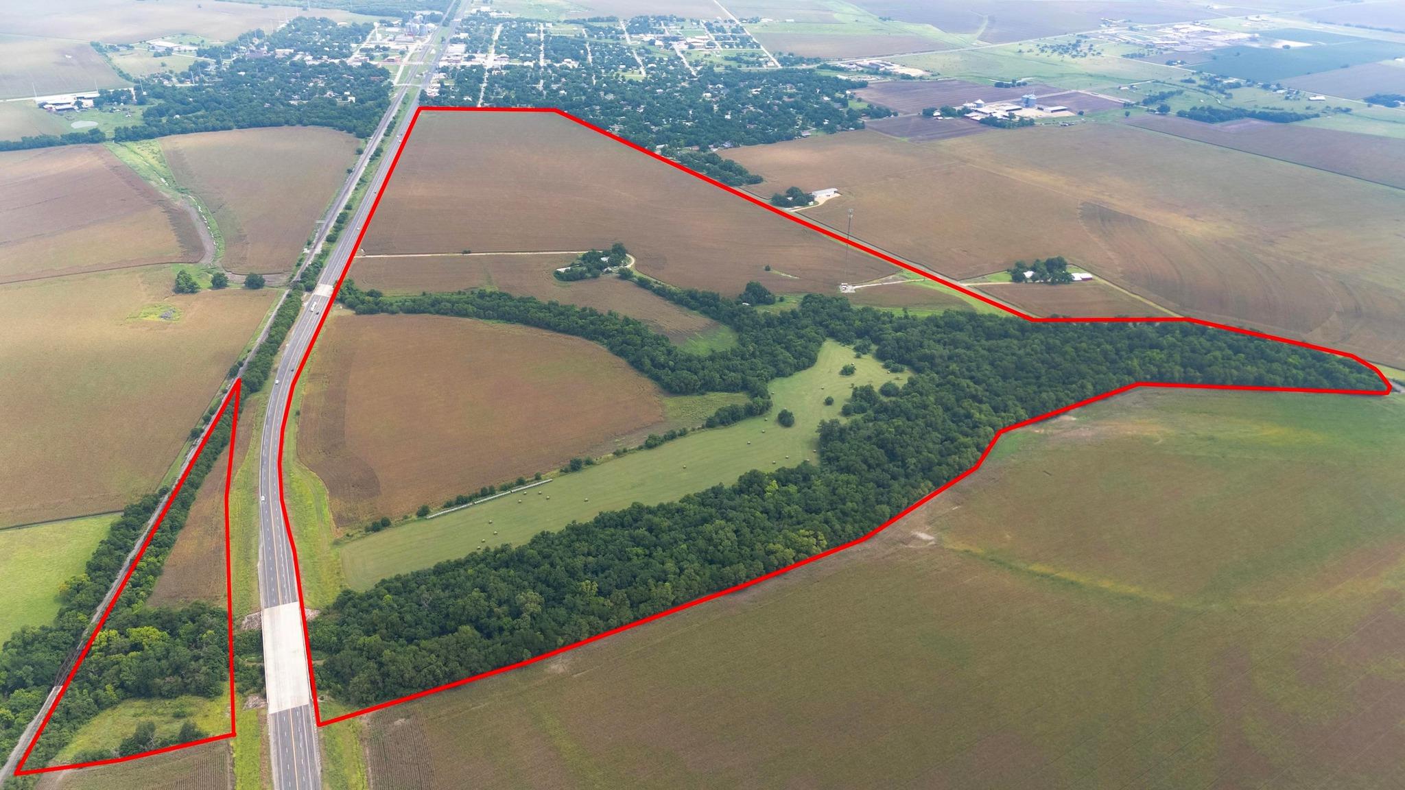 Aerial view of sparsely populated area featuring 