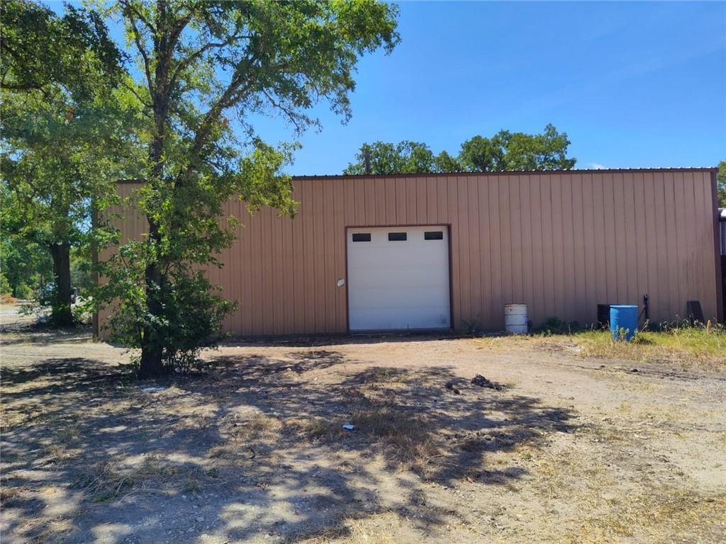 View of detached garage