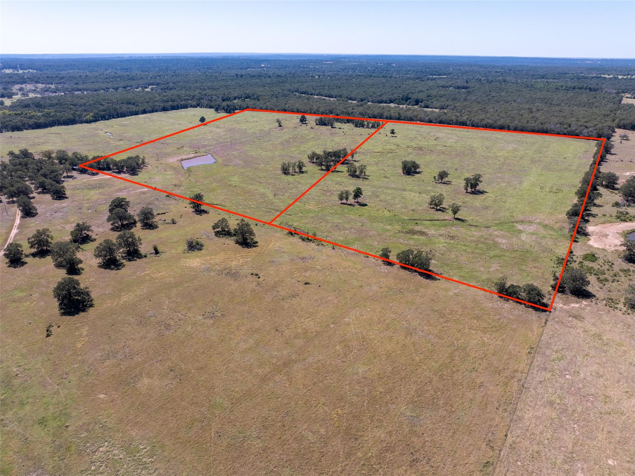 View of rural area with property boundaries highl