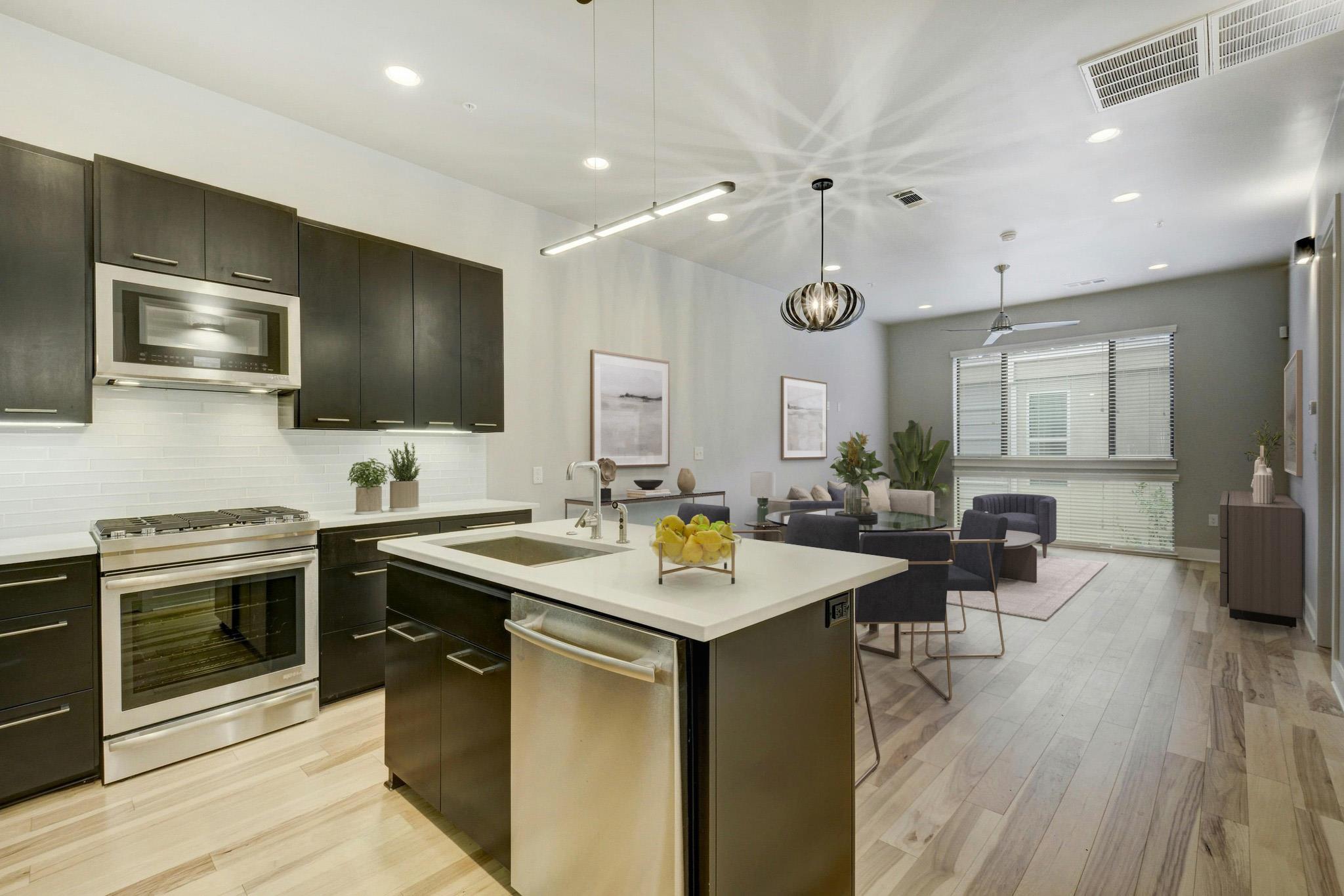 An open concept design seamlessly connects the sl