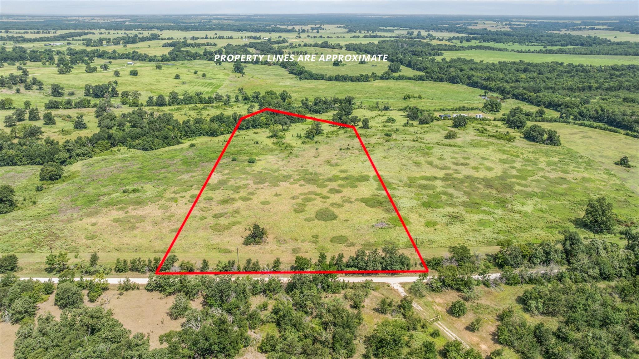 Overview of rural landscape with property boundar