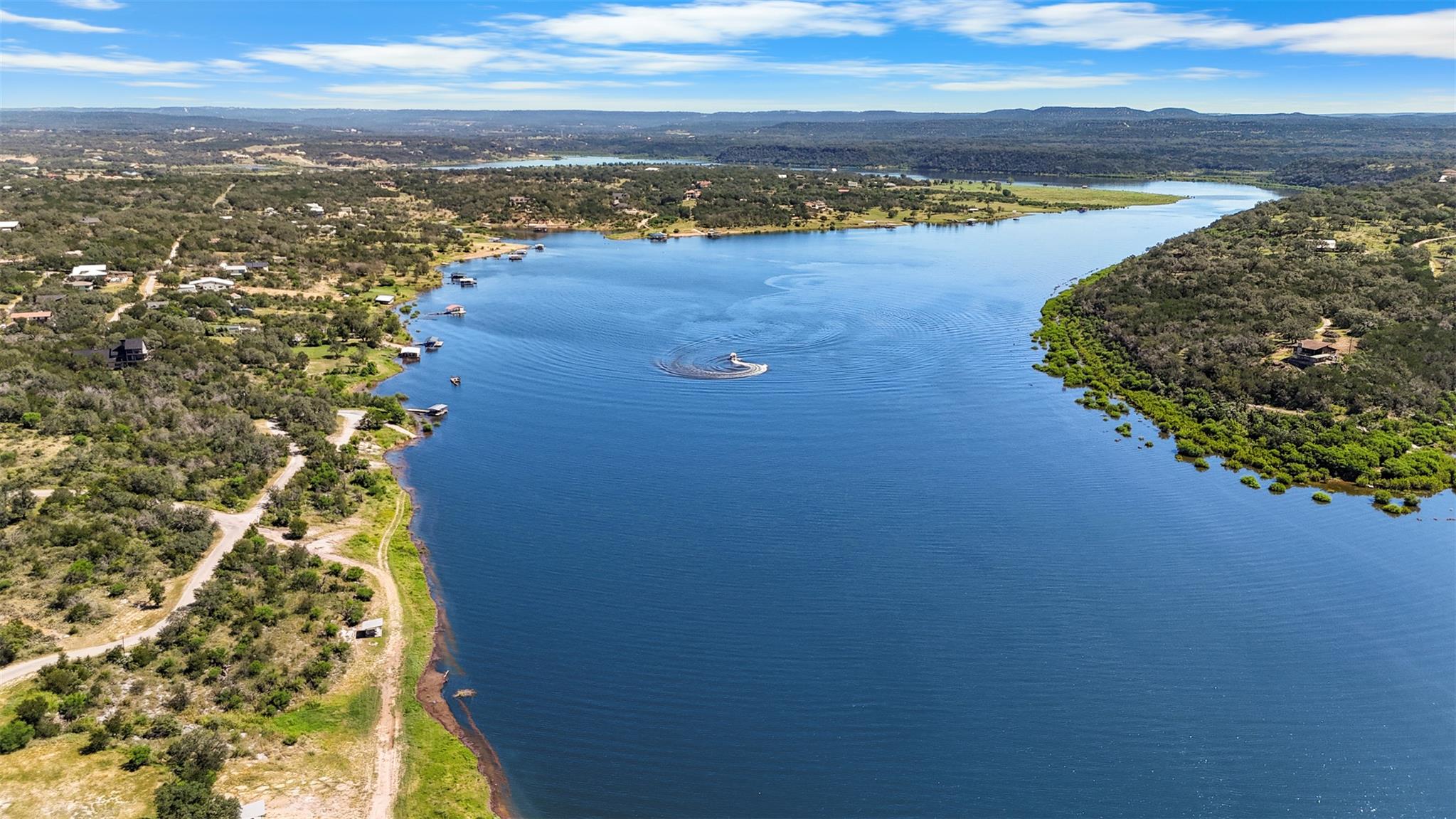 Drone / aerial view of a large body of water