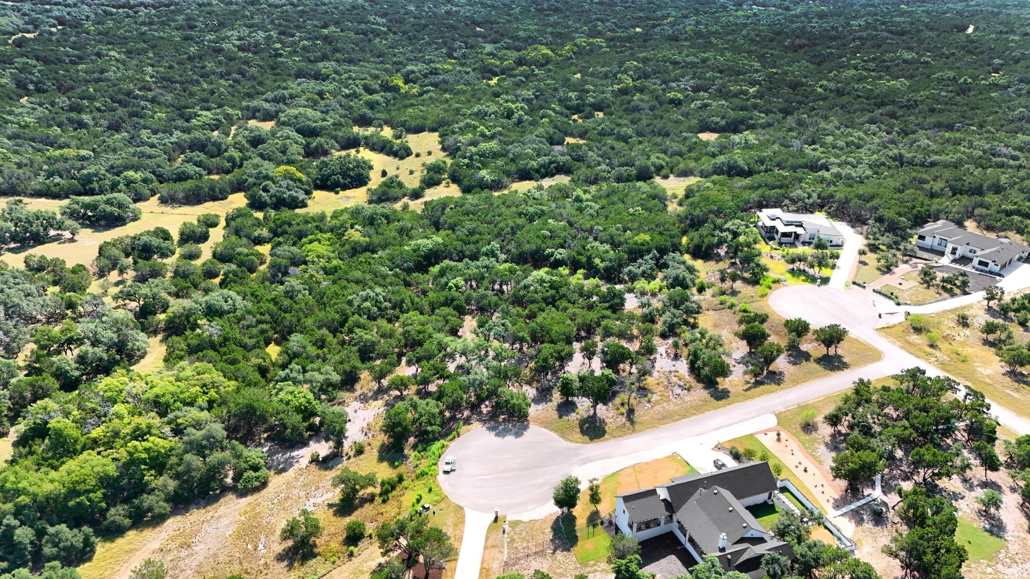 Bird's eye view of a heavily wooded area