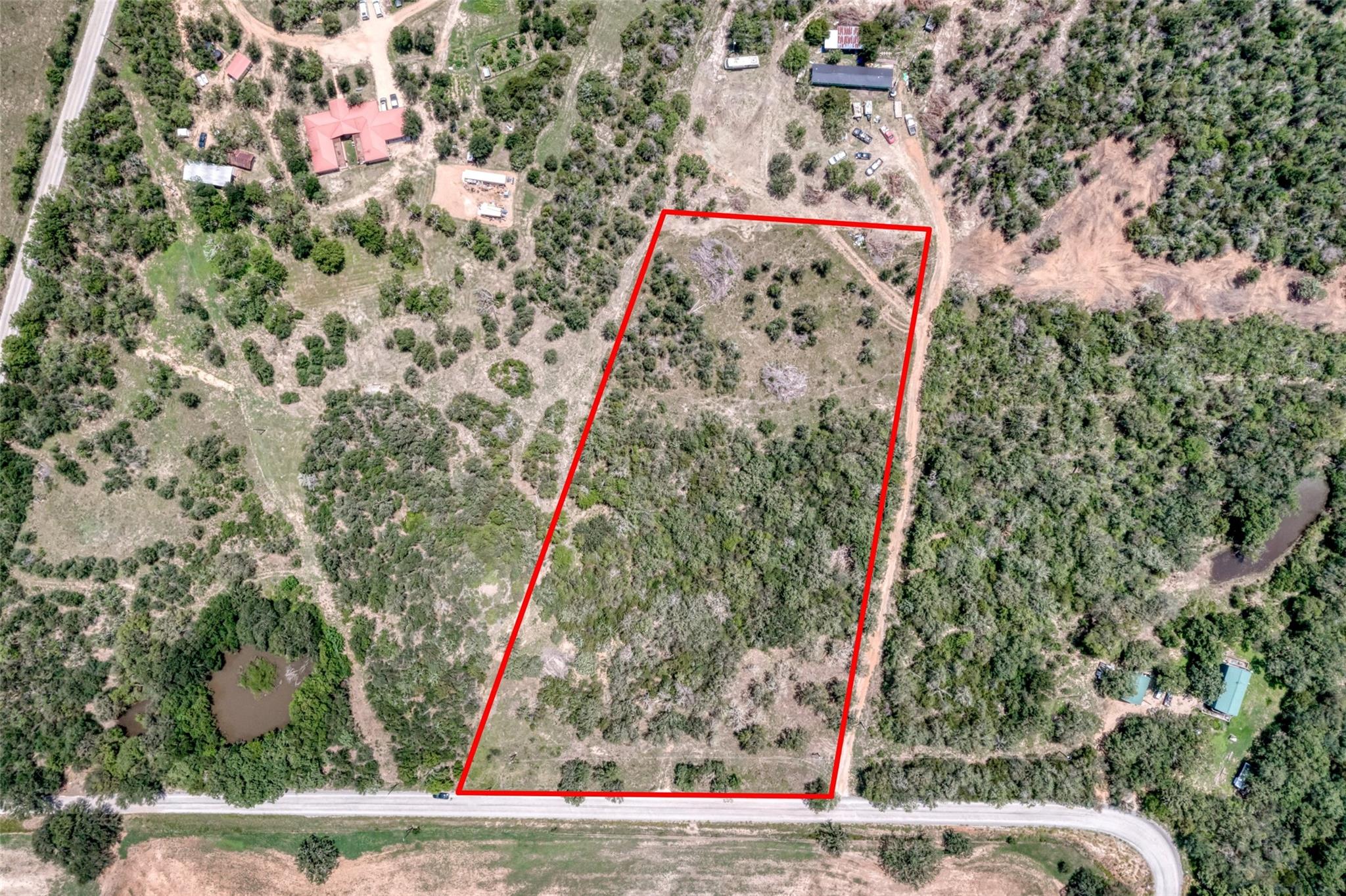 Overview of rural landscape with property parcel 
