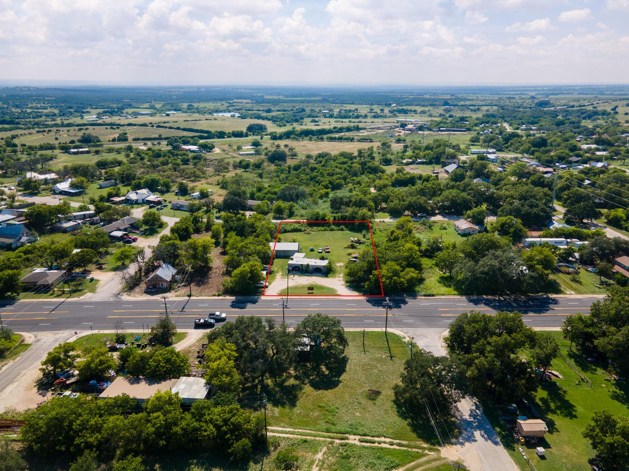 Aerial view of property's location with property 