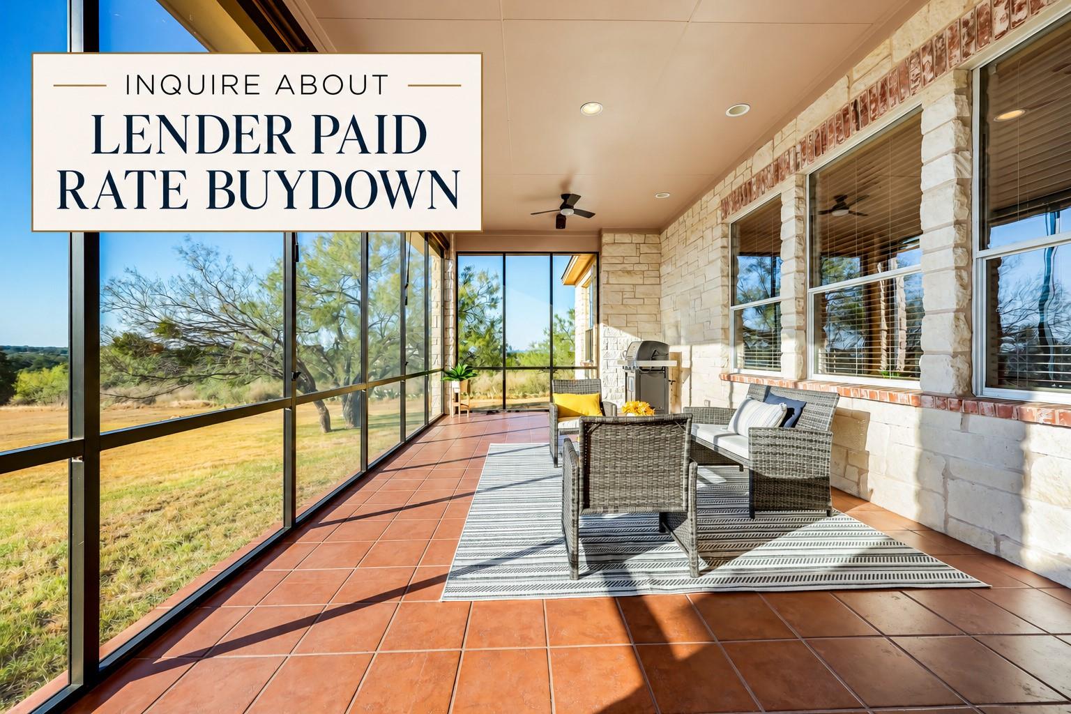 An inviting screened porch features tiled floorin