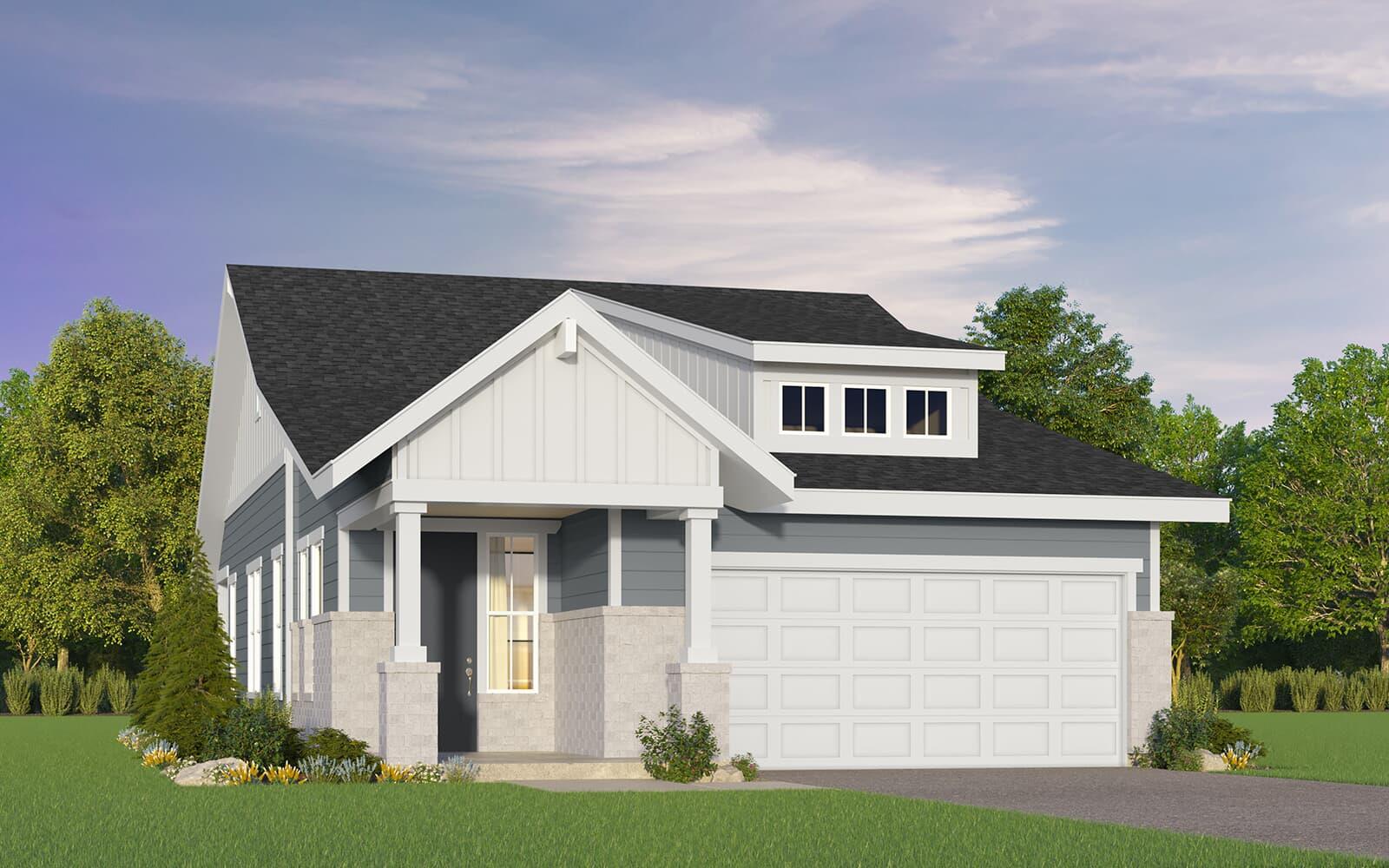 View of front facade featuring a shingled roof, a