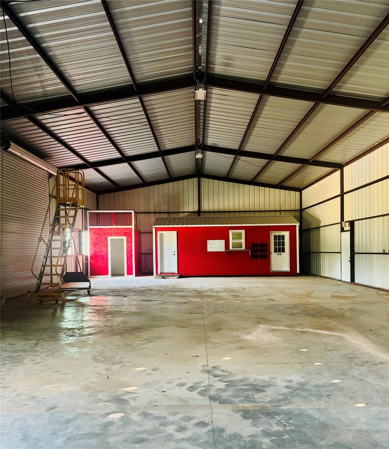 Garage with metal wall