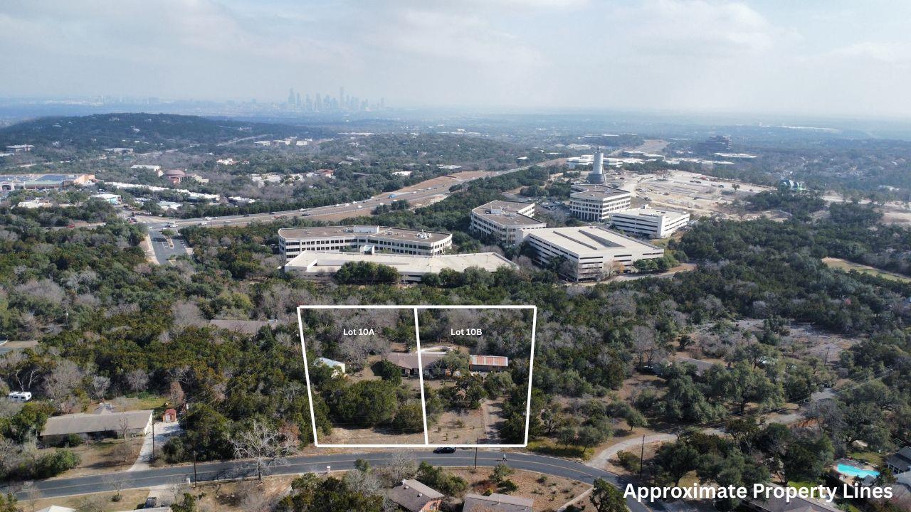 Aerial overview of property's location with prope