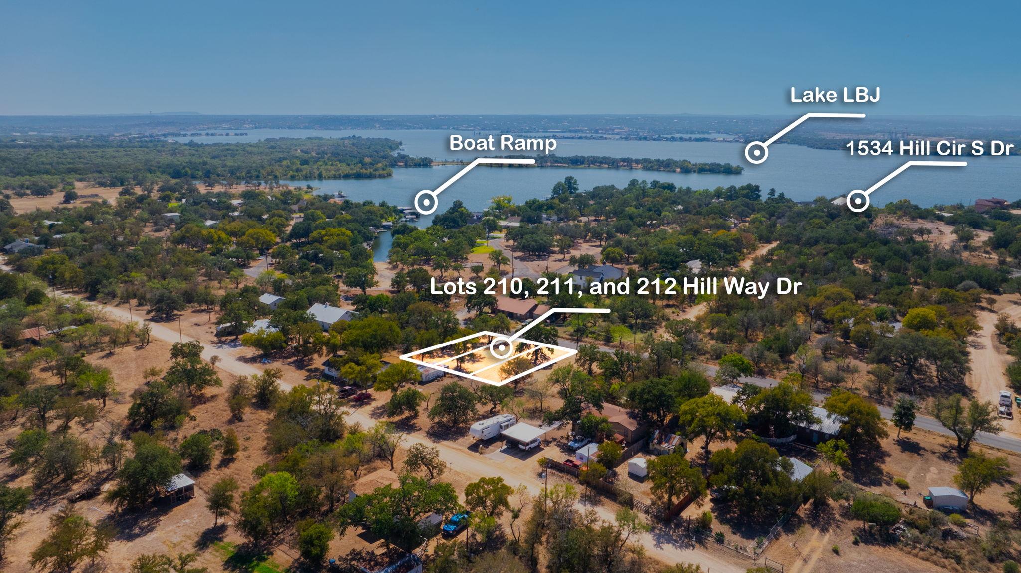 Aerial view of a nearby body of water