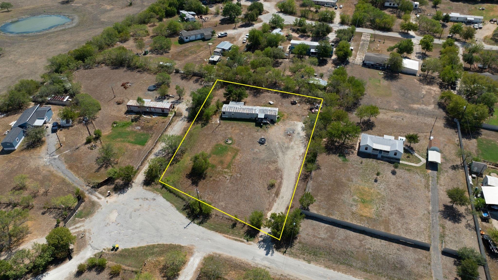 Overview of rural landscape with property boundar