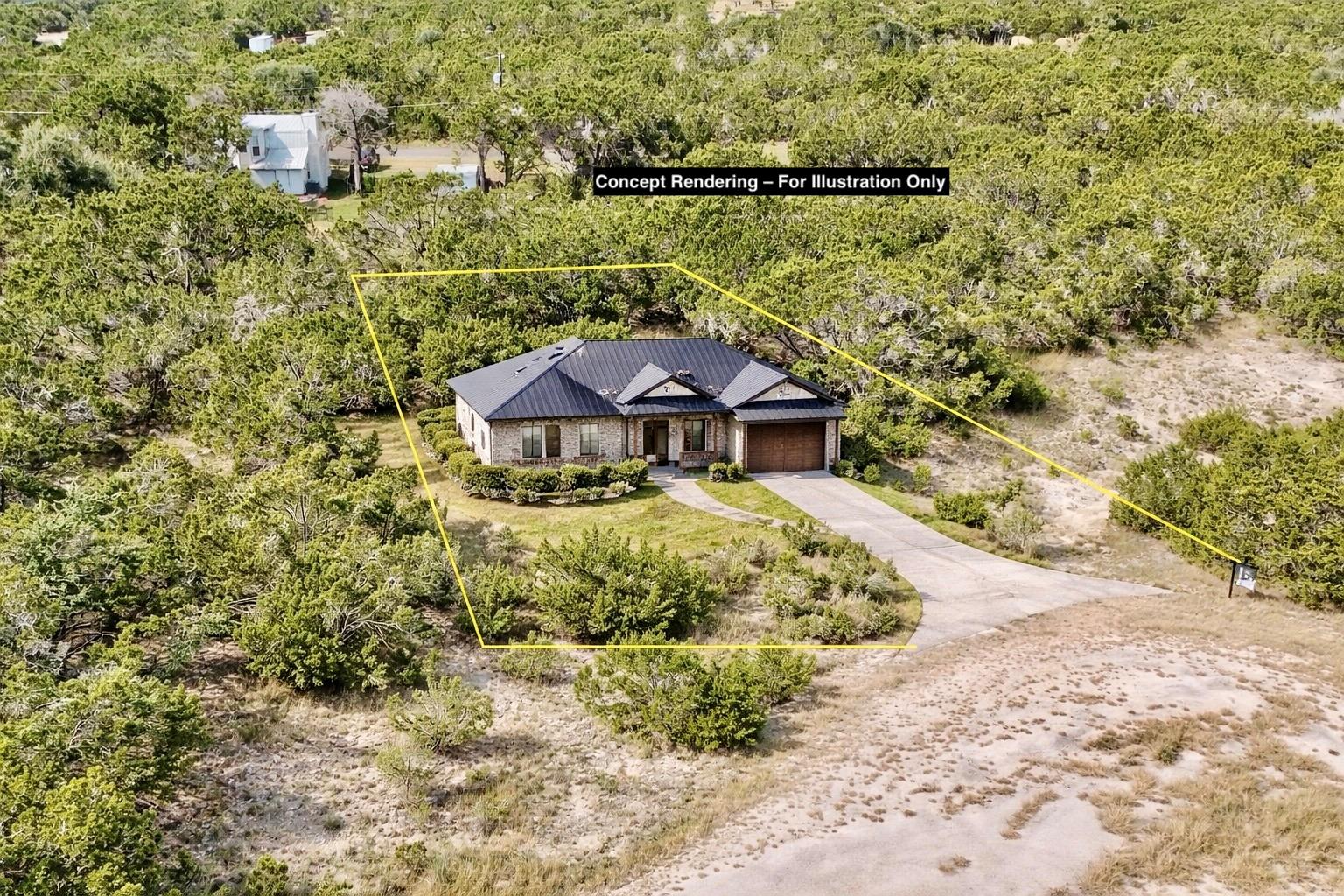 Aerial view of property and surrounding area with