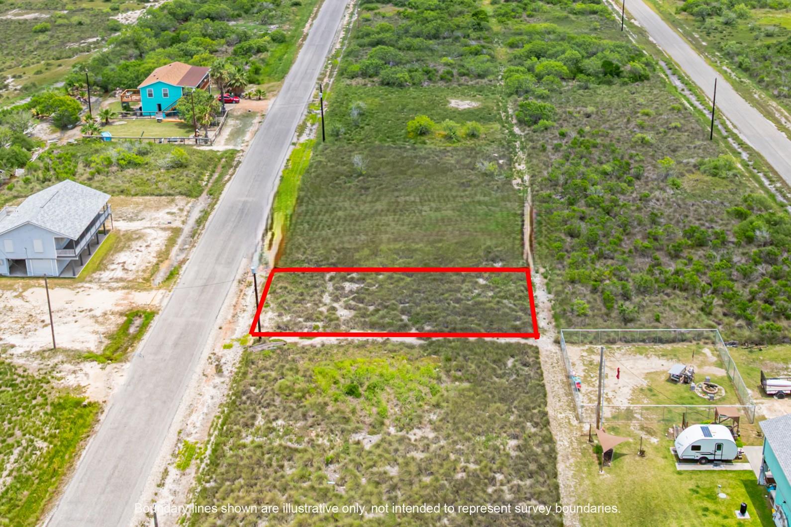 View of rural area with property boundaries highl