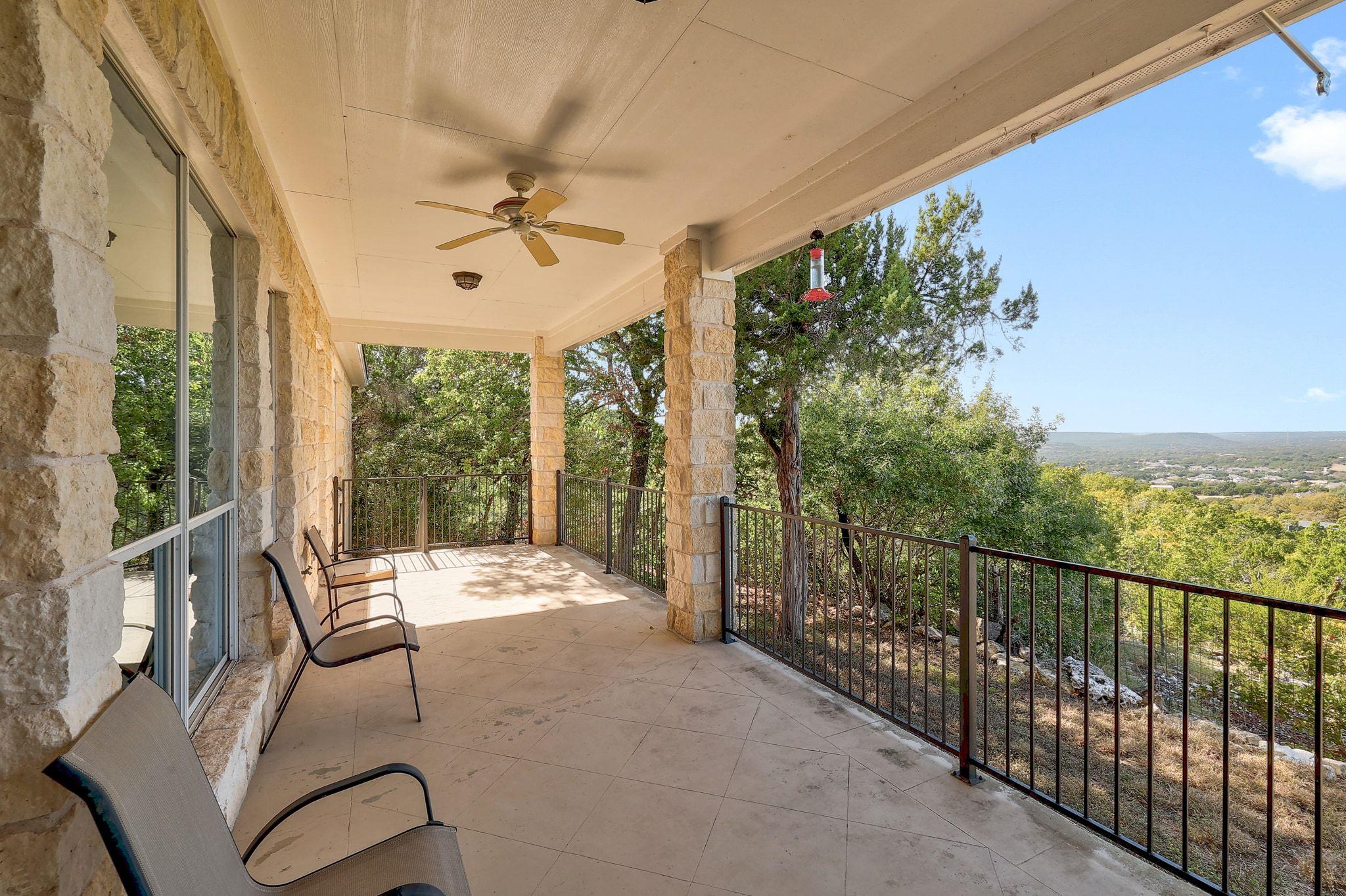 View of patio / terrace featuring ceiling fan