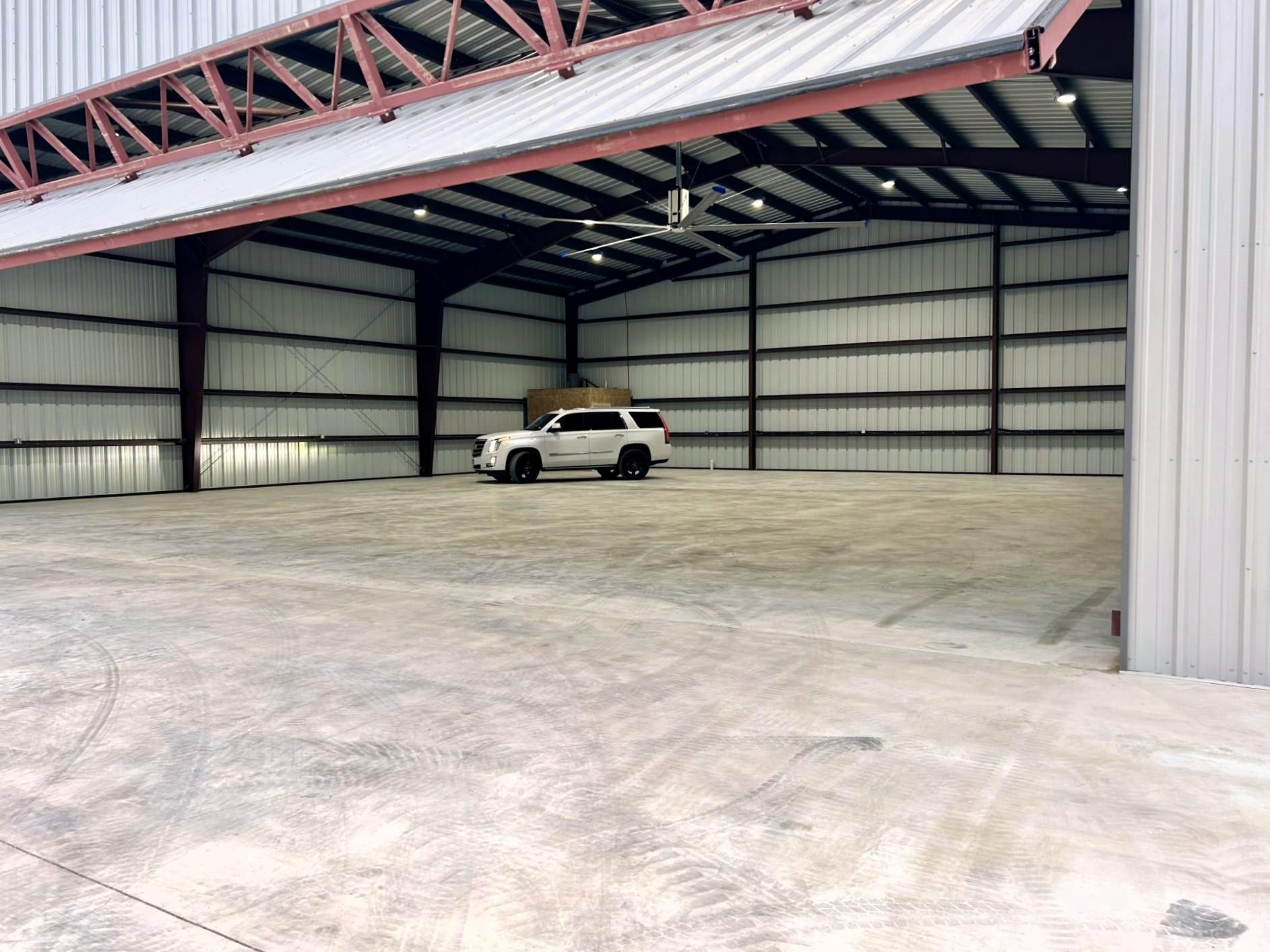 Garage with metal wall