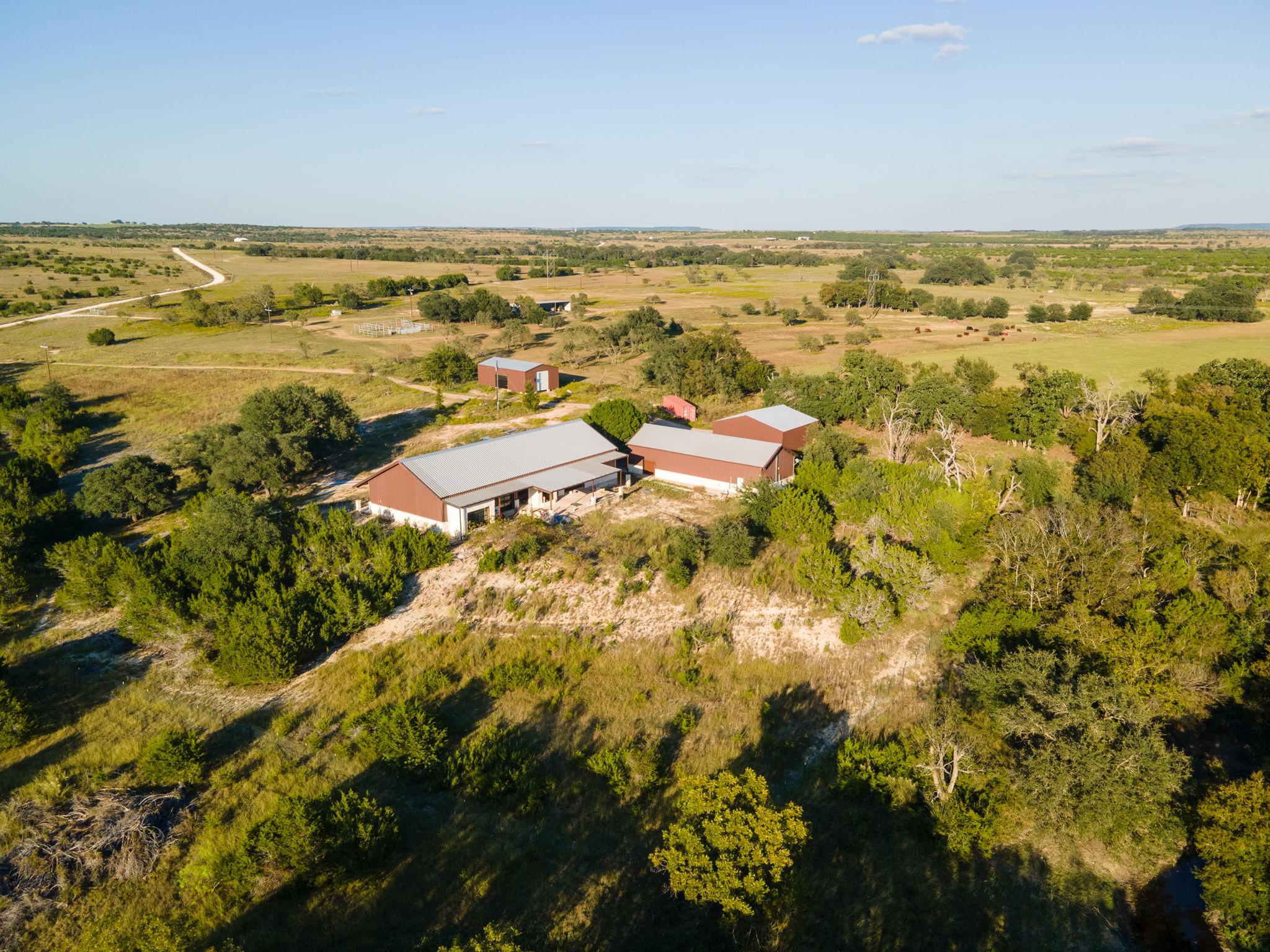 Aerial overview of property's location with rural