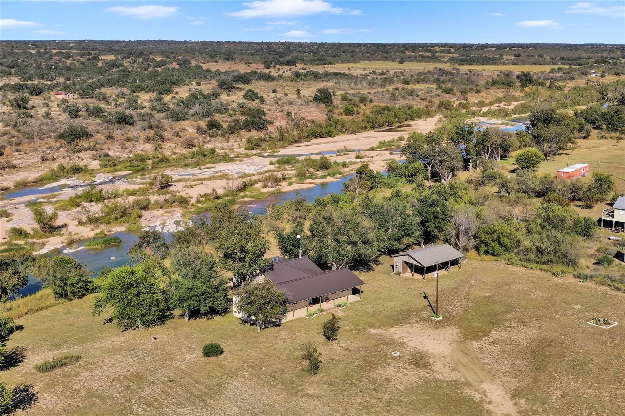 Overview of rural landscape featuring a nearby bo