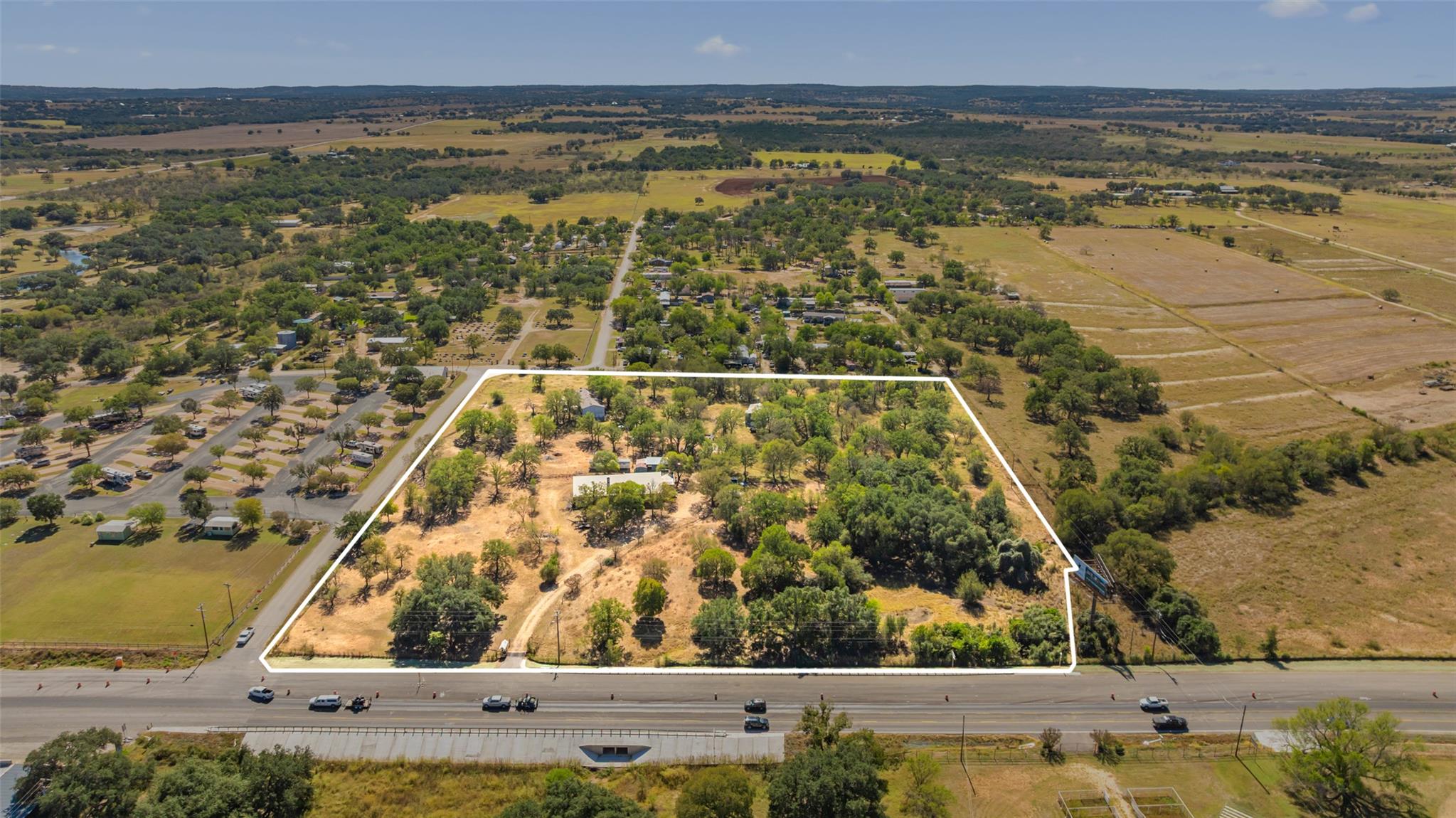Aerial view of sparsely populated area featuring 