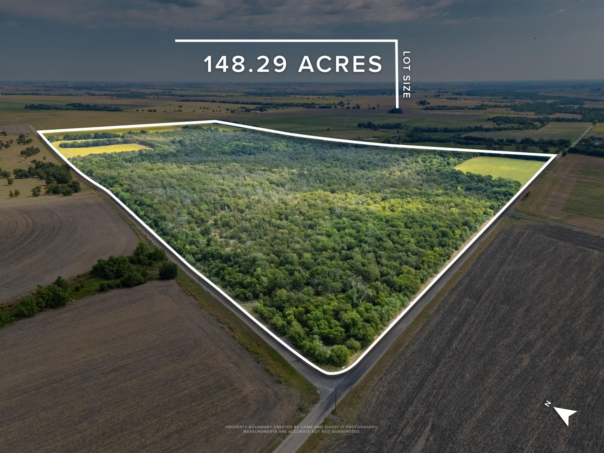 Overview of rural landscape with property parcel 
