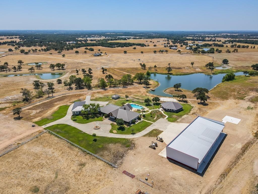 Aerial view of sparsely populated area with a nea