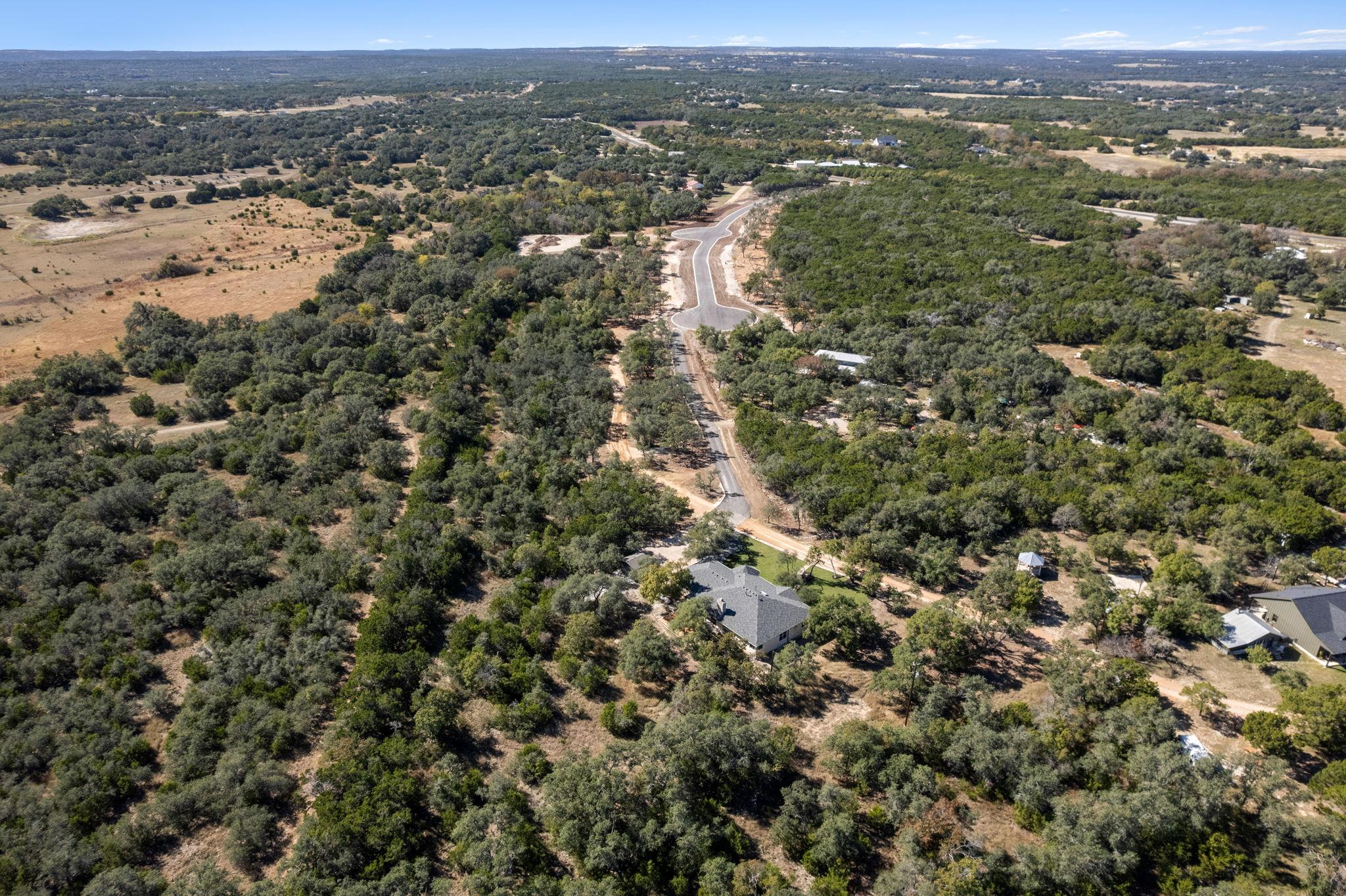 Aerial overview of property's location with a hea