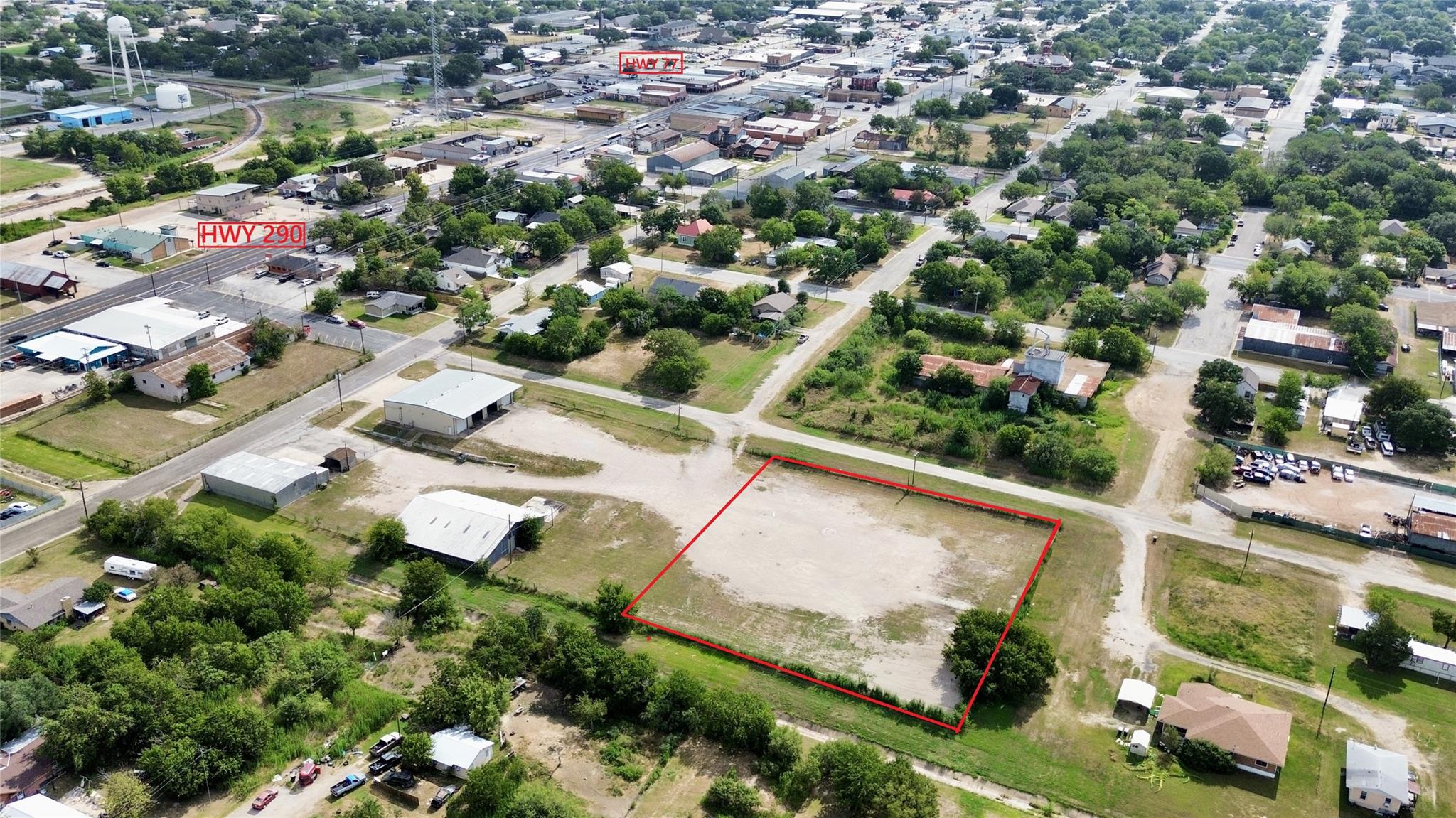 Aerial view of property's location with property 