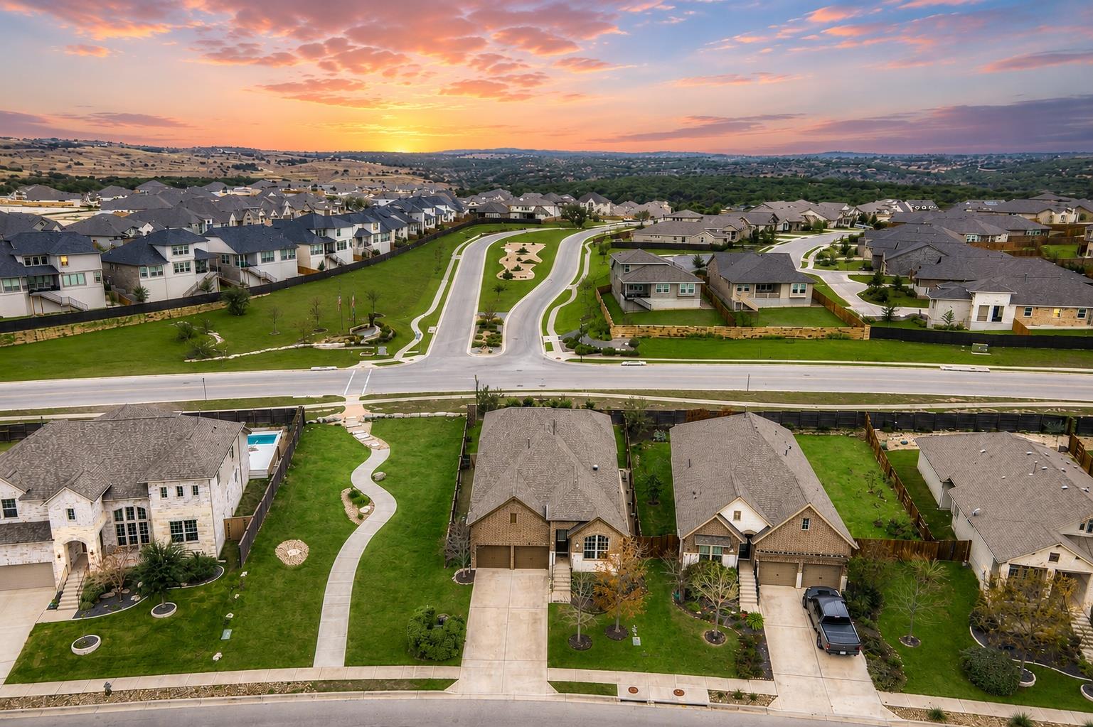 An aerial perspective captures an entire neighbor