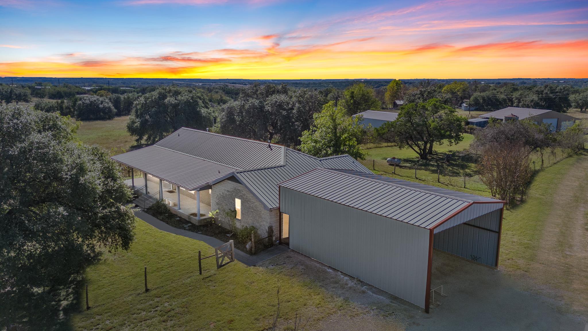 Aerial view at dusk
