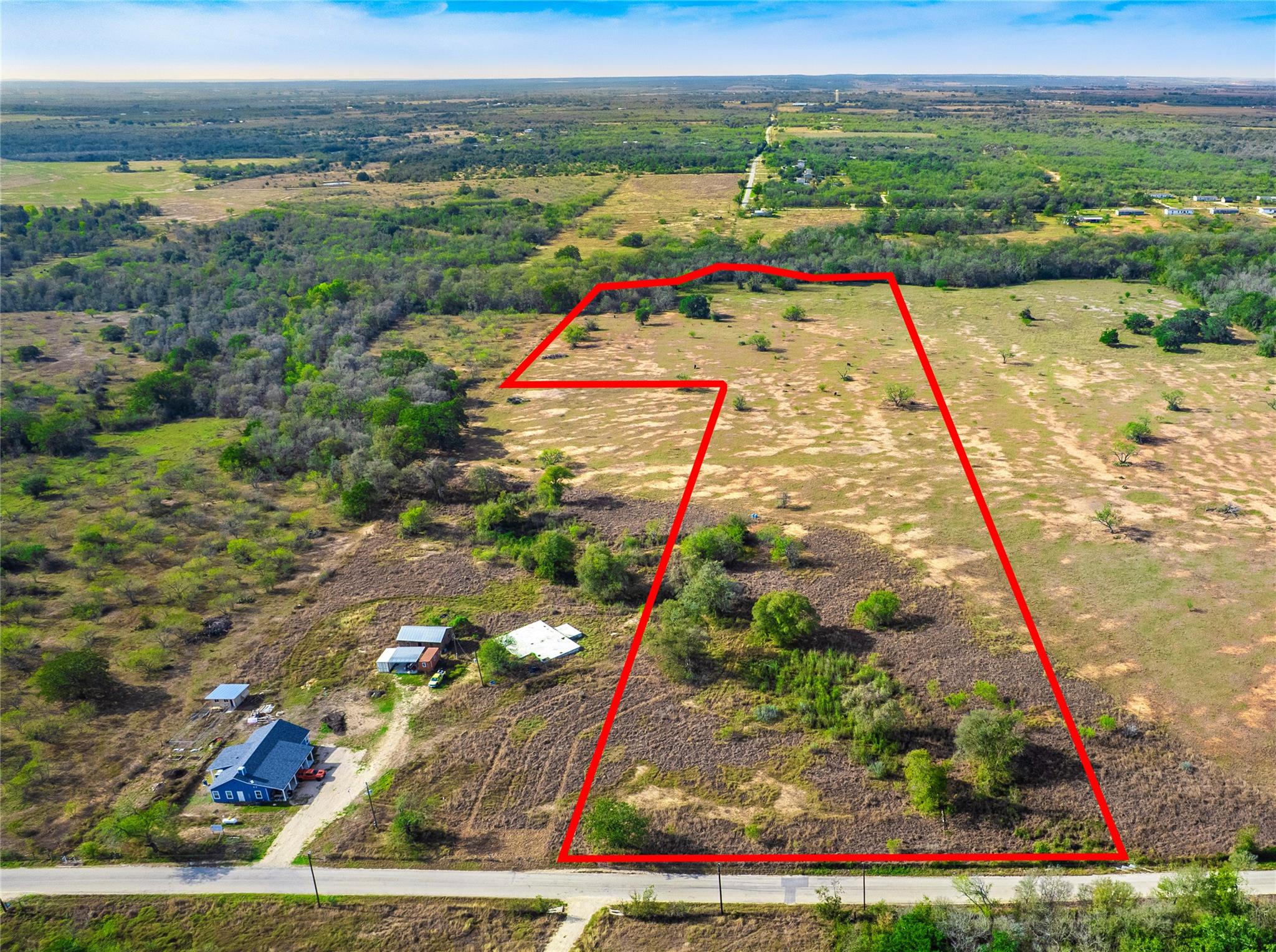 Overview of rural landscape with property parcel 