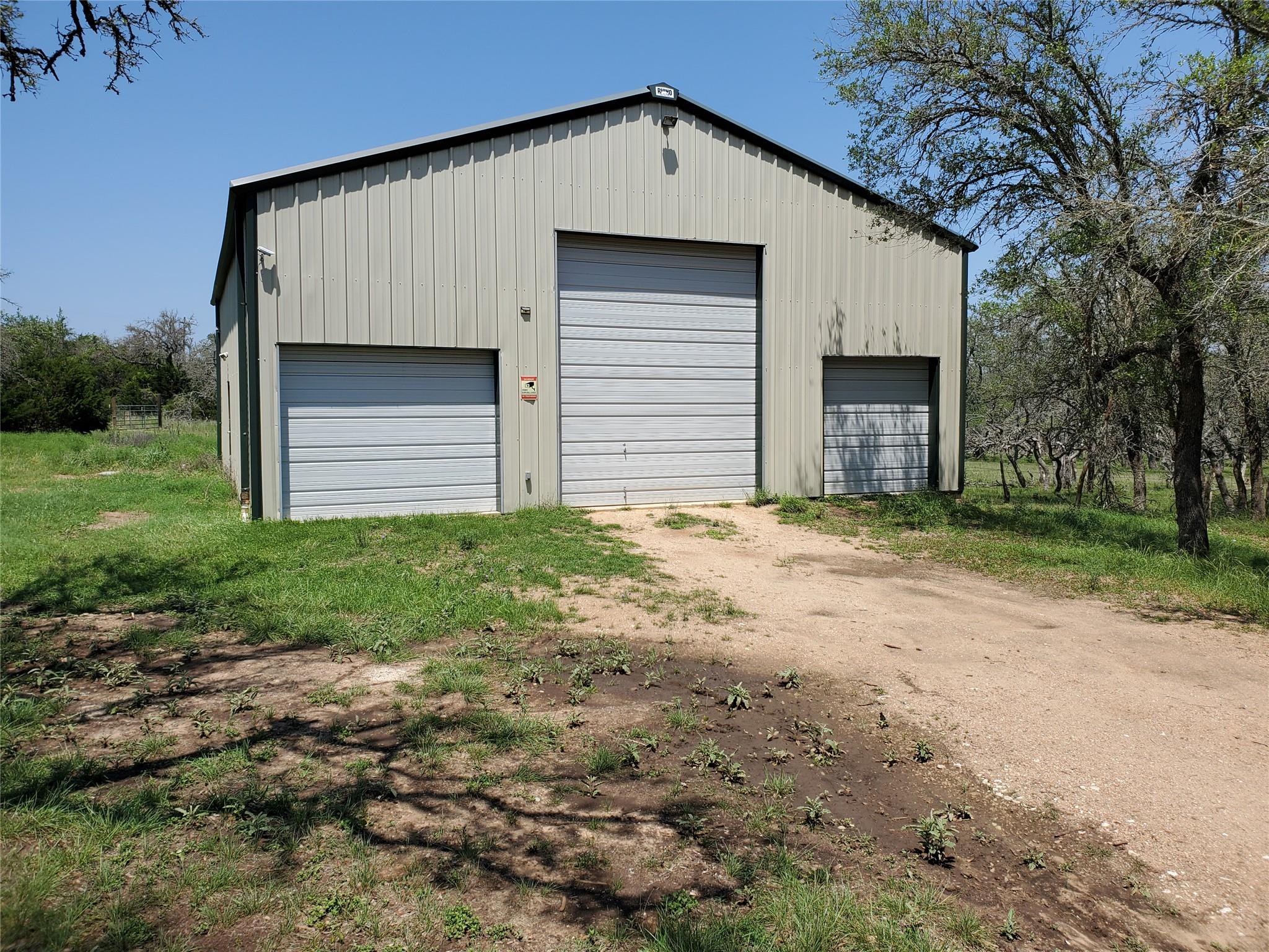 View of detached garage