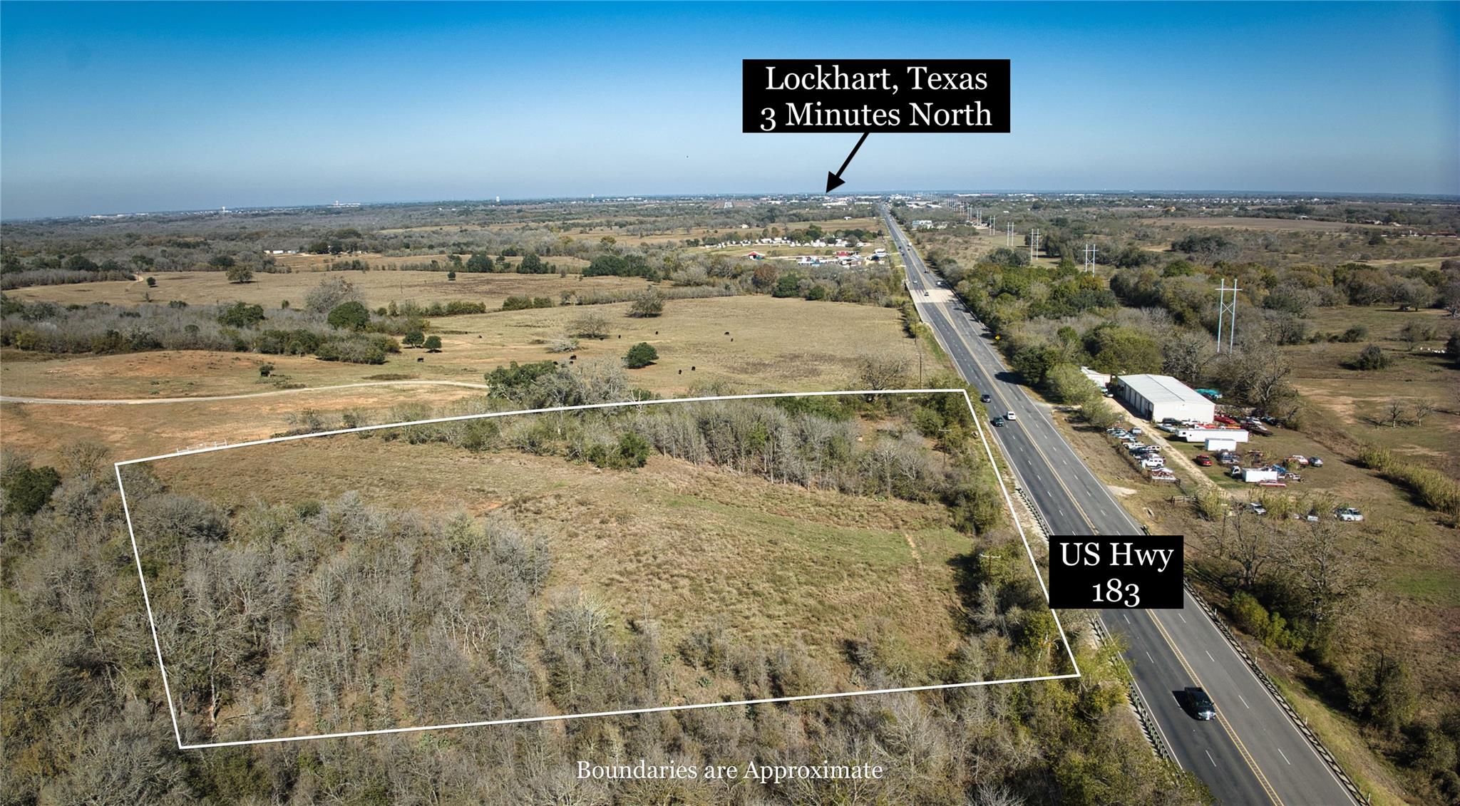 Overview of rural landscape with property boundar