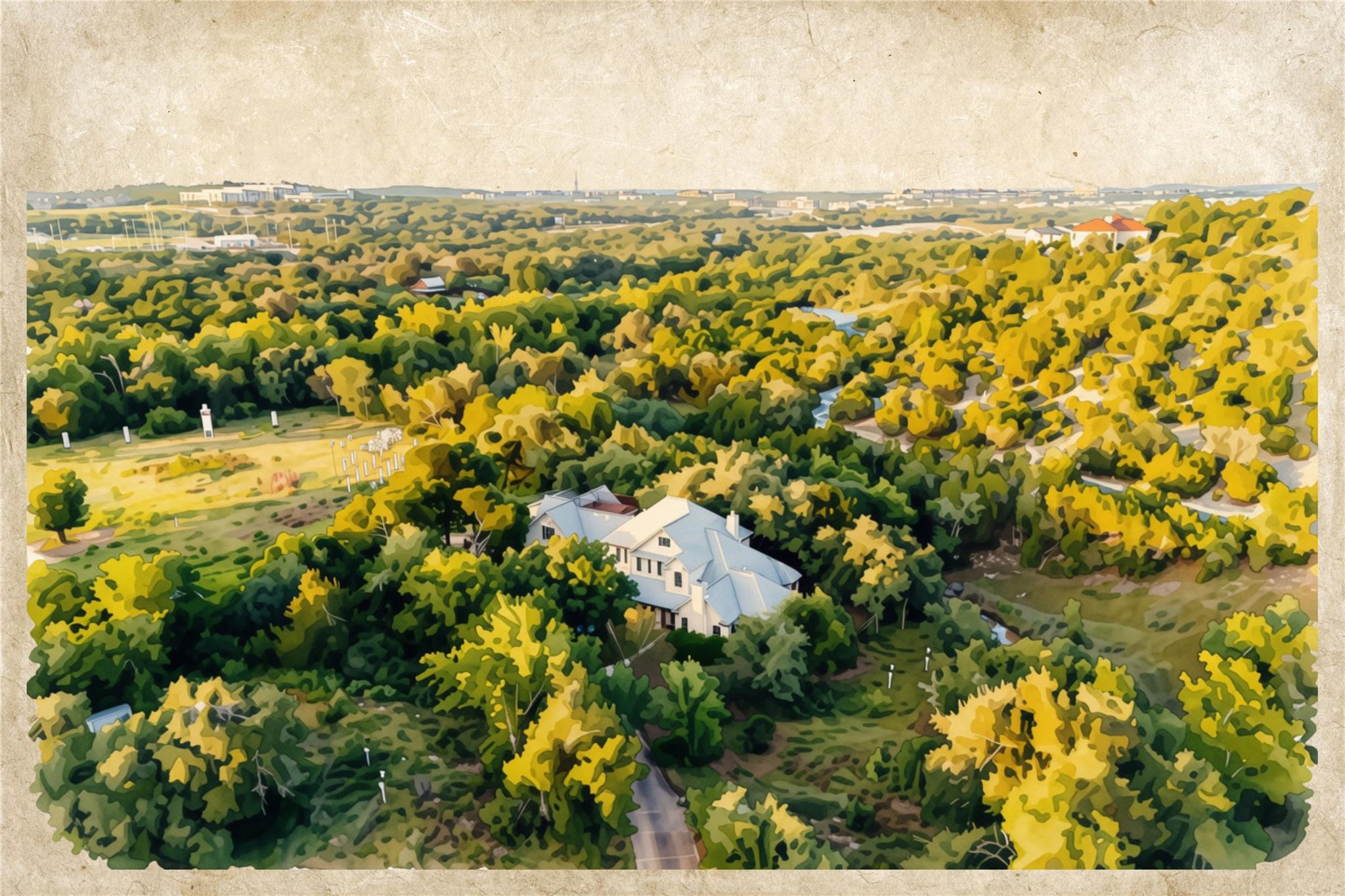 Lush woodlands envelope this secluded hillside es