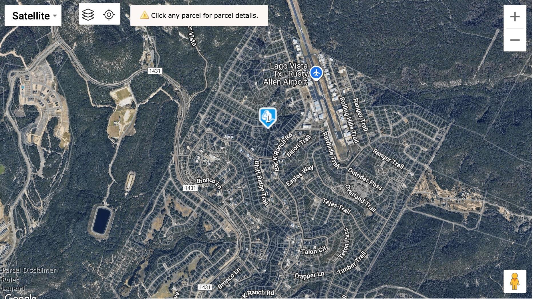 Aerial map of property and surrounding area