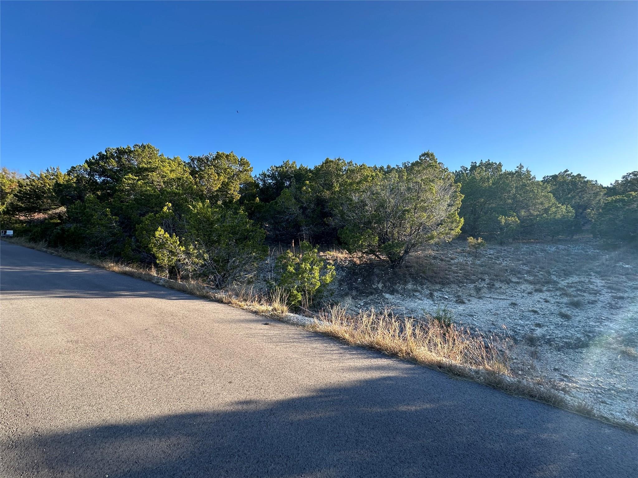View of asphalt road featuring a view of trees