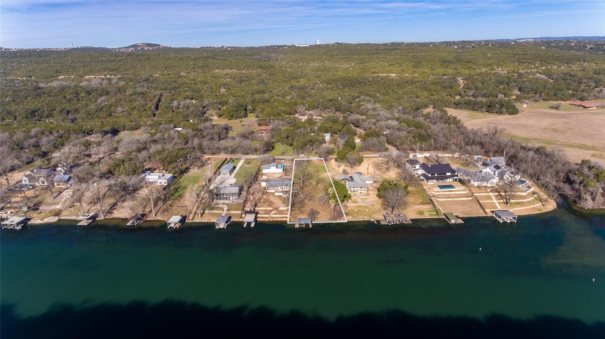 Aerial overview of property's location with a nea