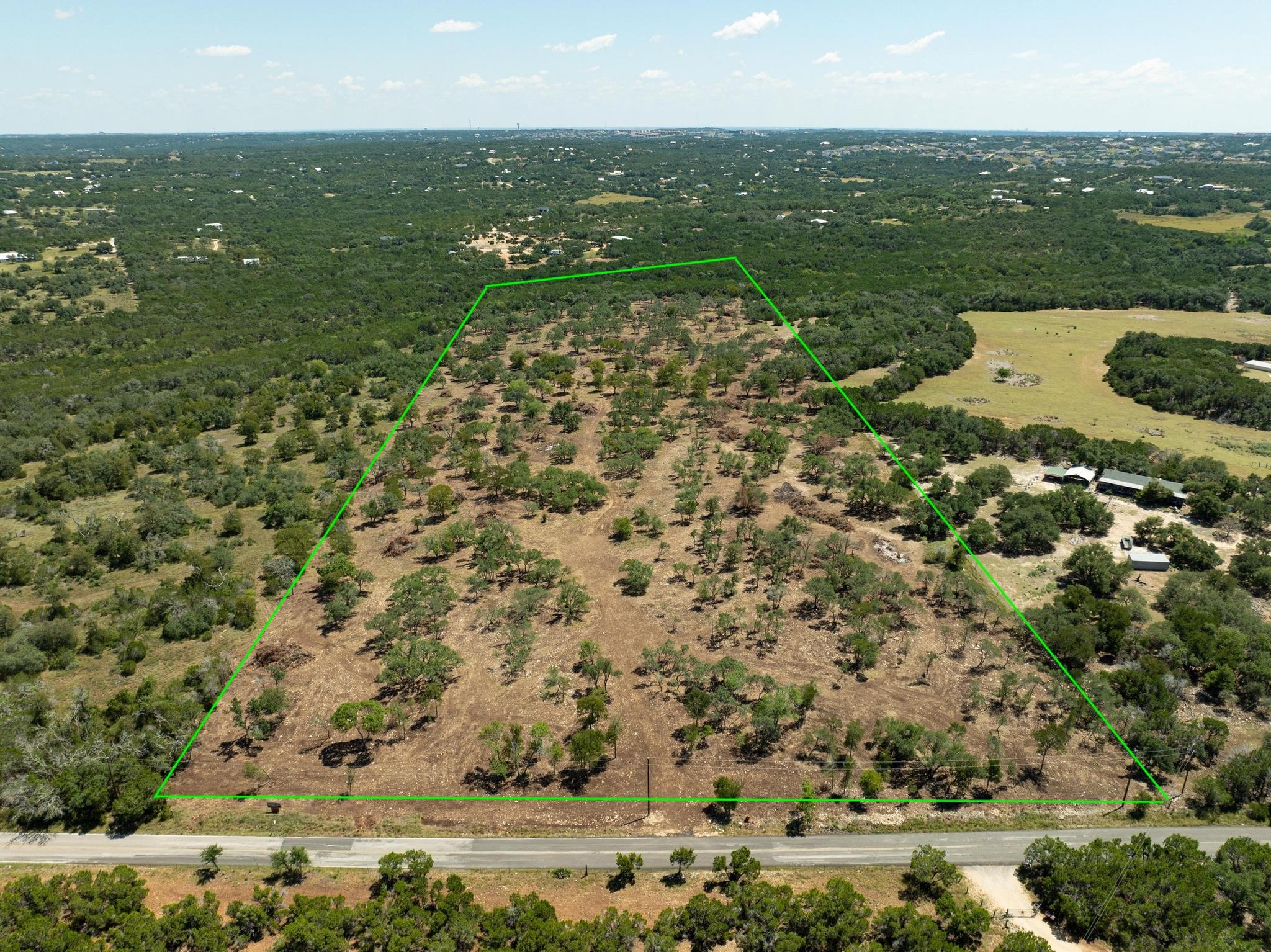 Overview of rural landscape with property boundar
