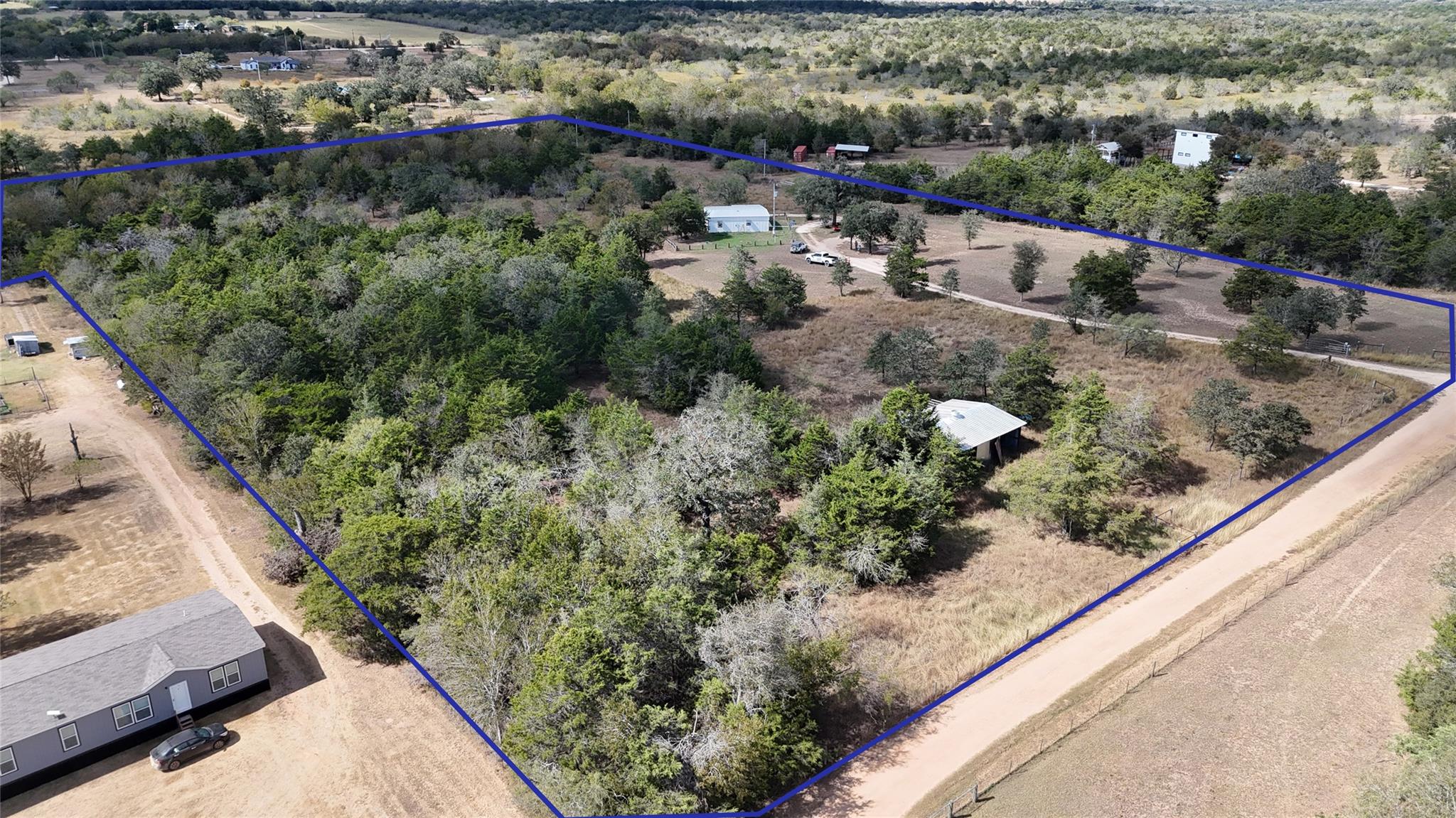 Overview of rural landscape with property parcel 