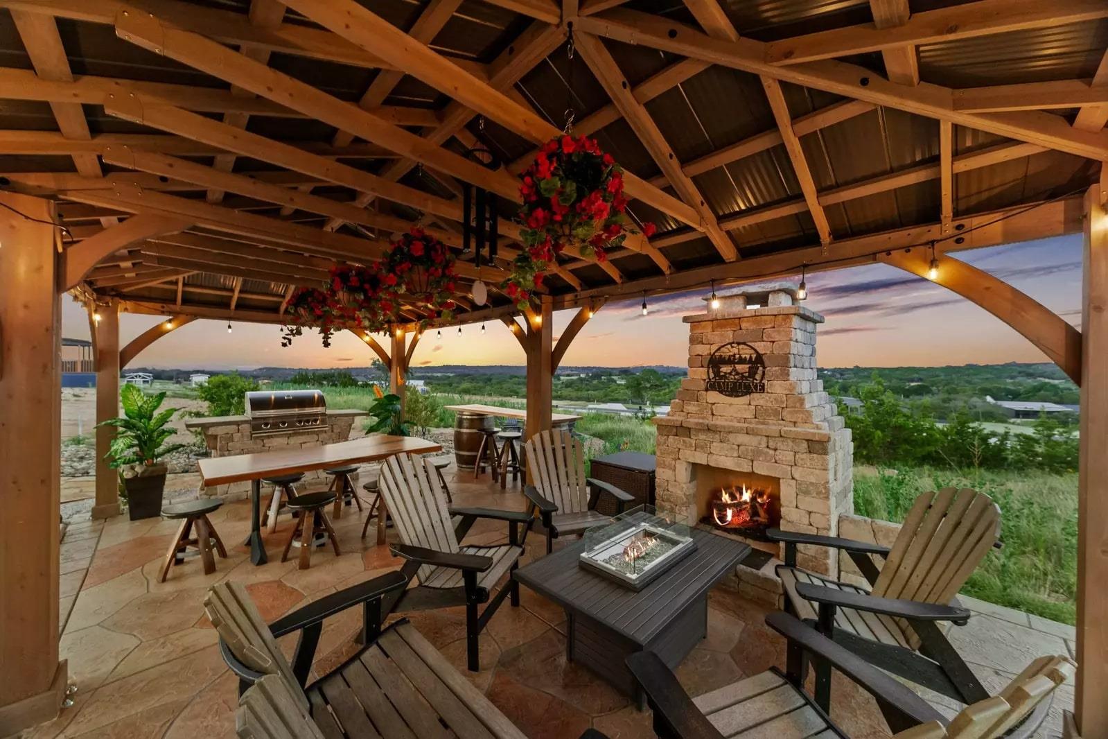 View of patio / terrace with an outdoor stone fir