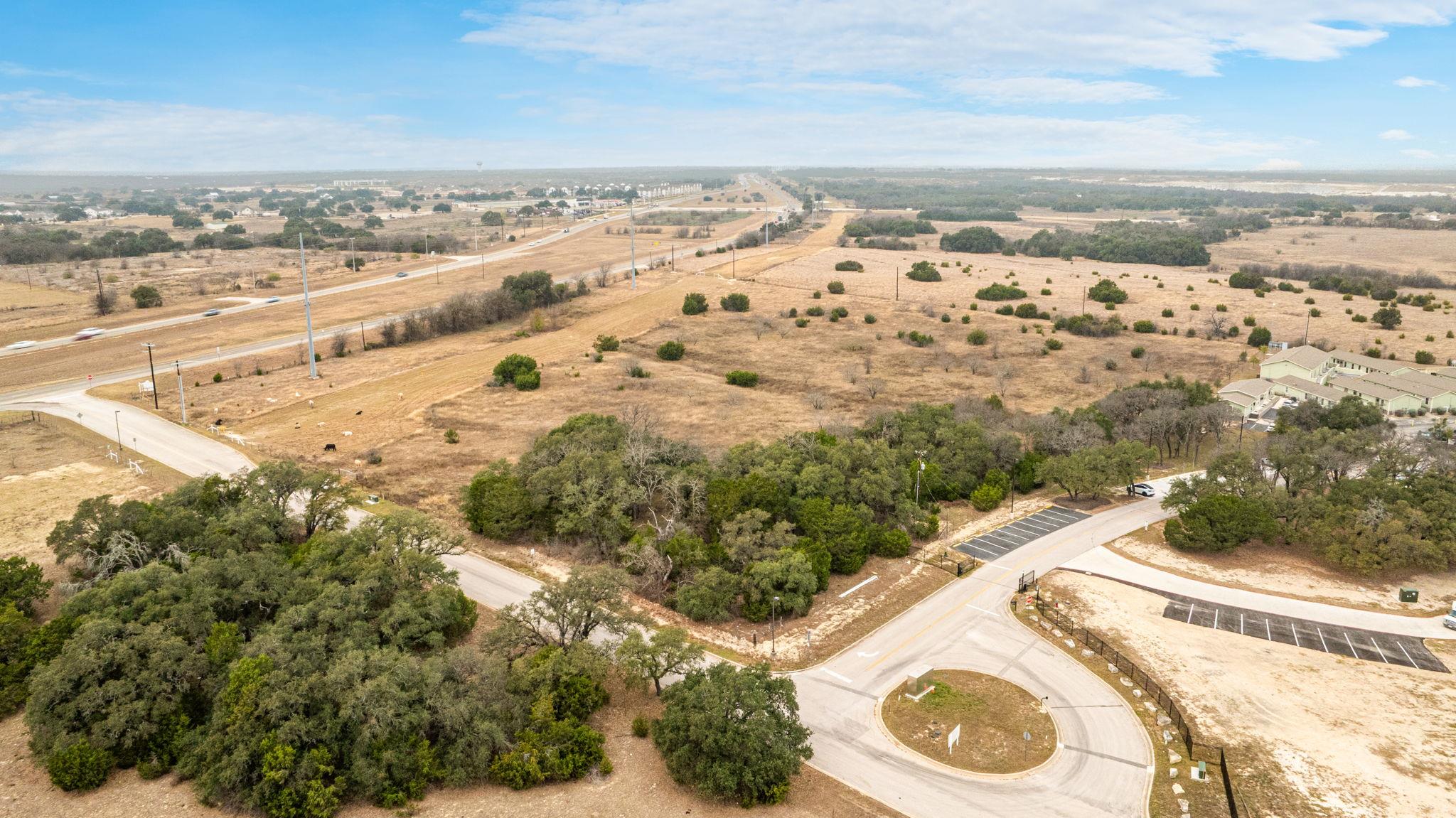 Aerial view of sparsely populated area
