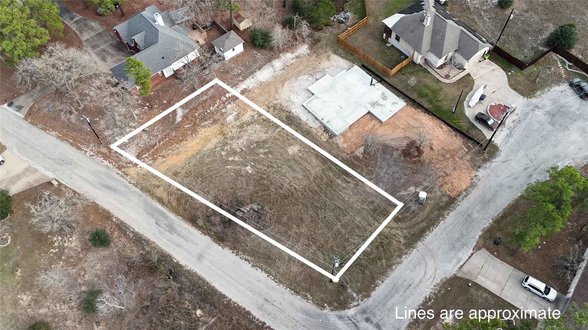 Aerial perspective of suburban area